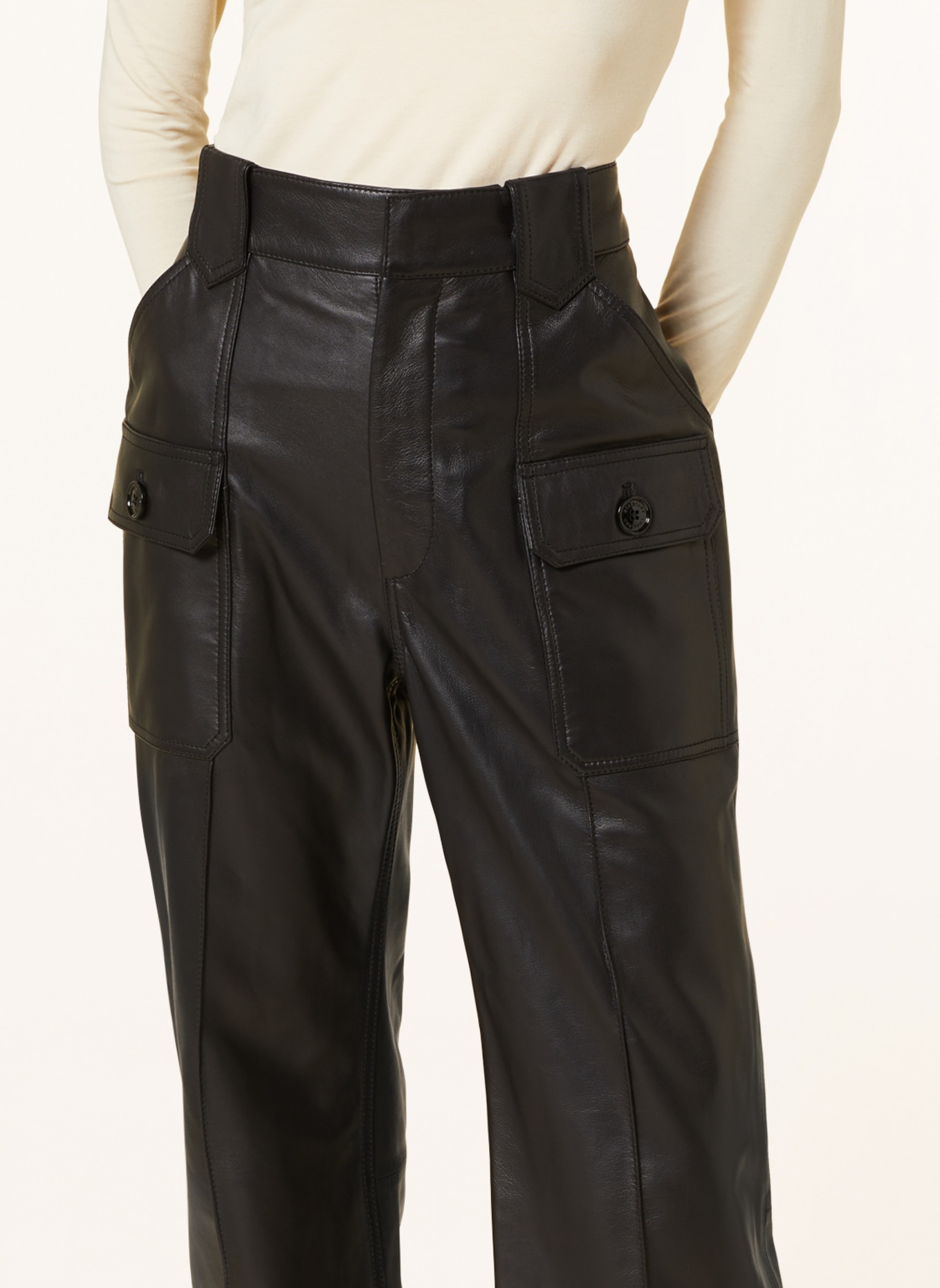 BELSTAFF Cargo pants HAZEL made of leather, Color: BLACK (Image 5)
