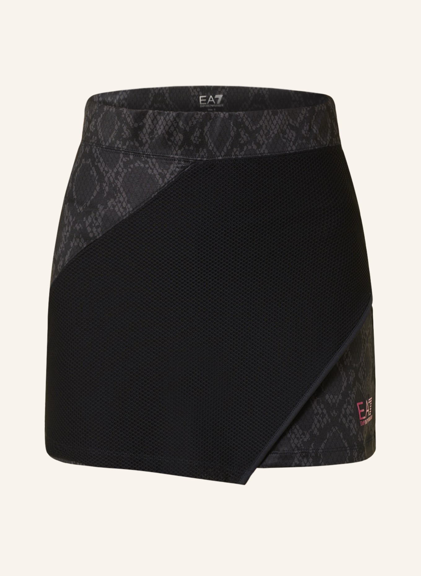 EA7 EMPORIO ARMANI Tennis skirt, Color: BLACK/ DARK GRAY (Image 1)