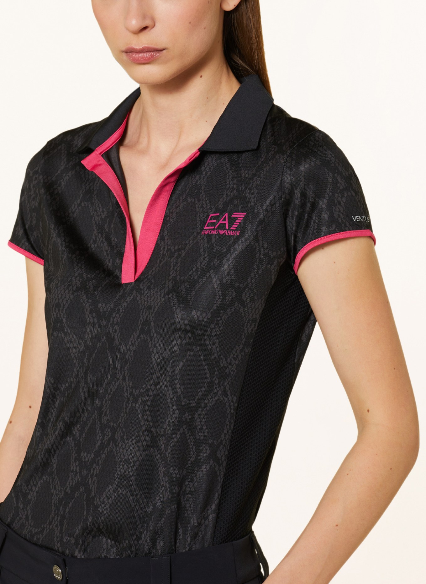 EA7 EMPORIO ARMANI Performance polo shirt, Color: BLACK/ GRAY/ PINK (Image 4)