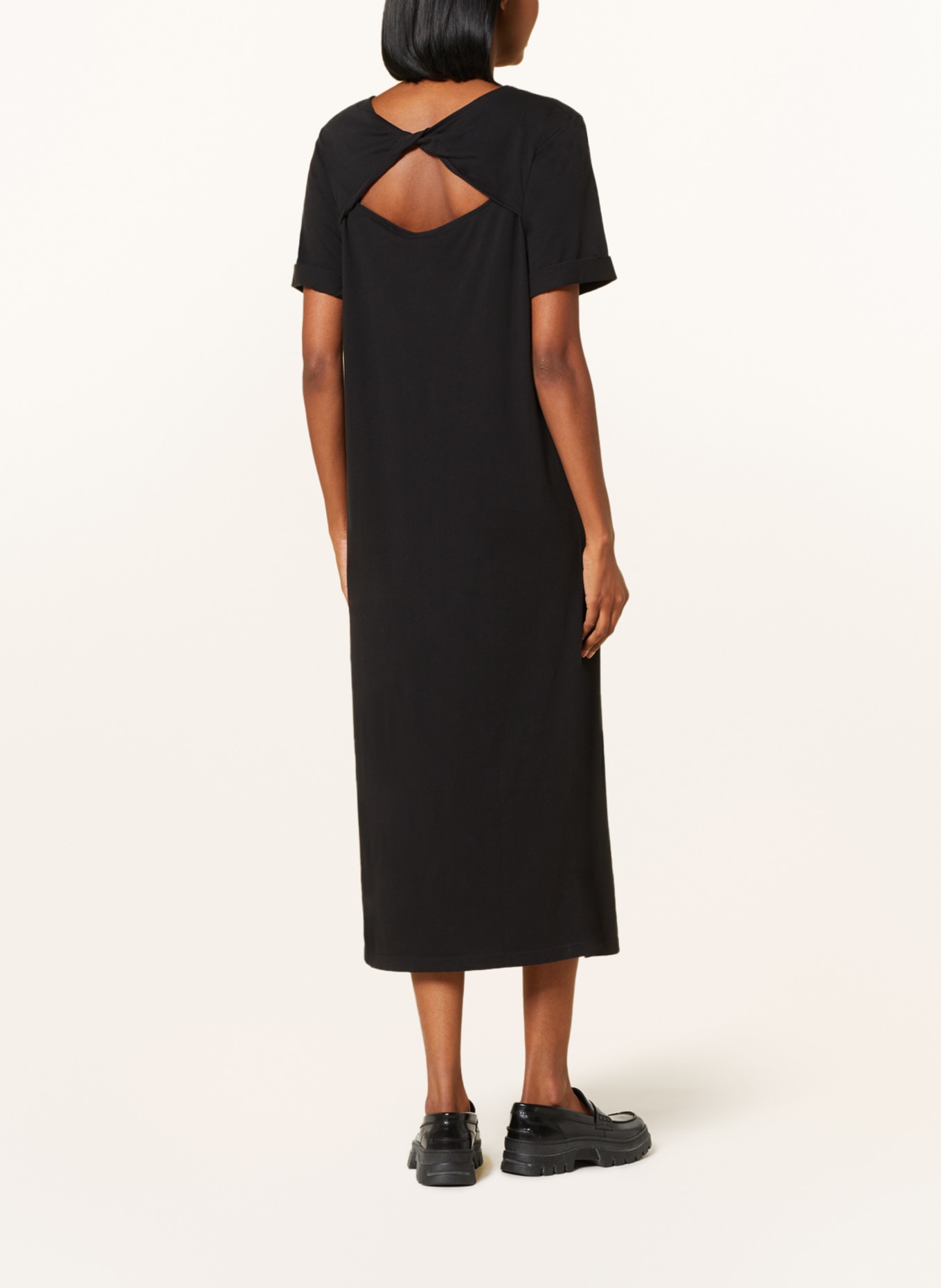 BOSS Jersey dress EDRESS with cut-out, Color: BLACK (Image 3)