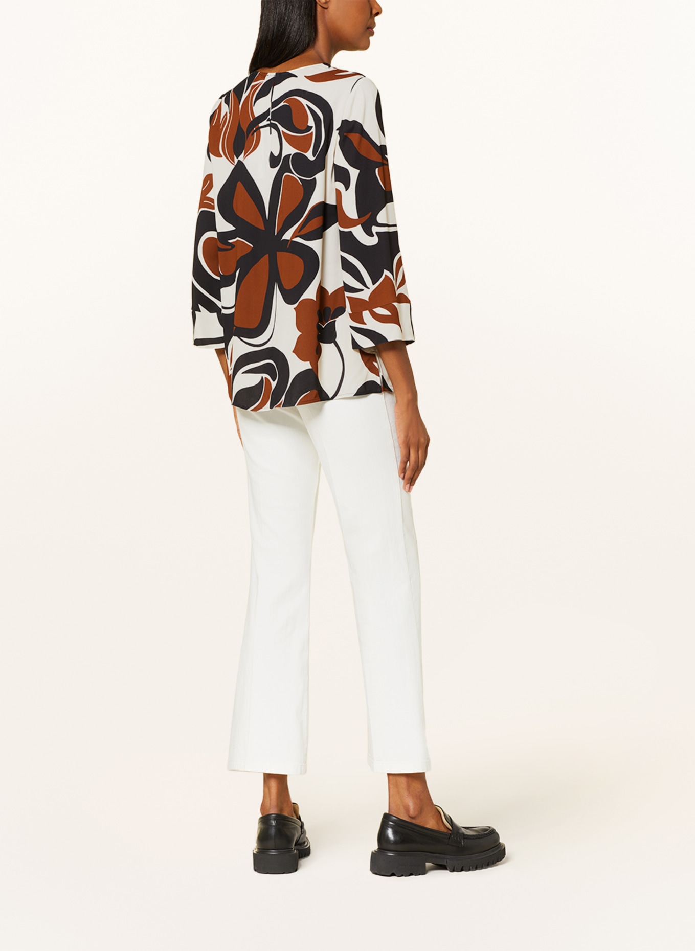LUISA CERANO Shirt blouse with 3/4 sleeves, Color: BLACK/ ECRU/ COGNAC (Image 3)