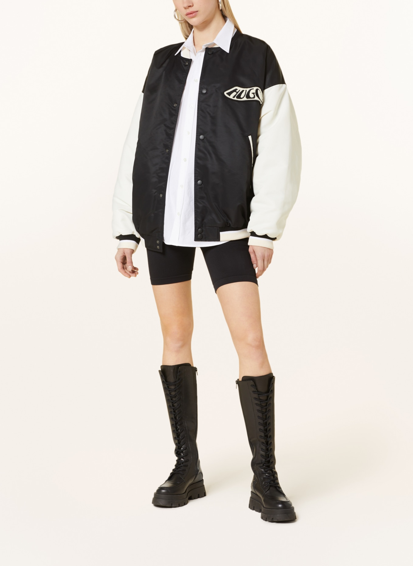 HUGO College jacket FLESIA, Color: BLACK/ WHITE (Image 2)