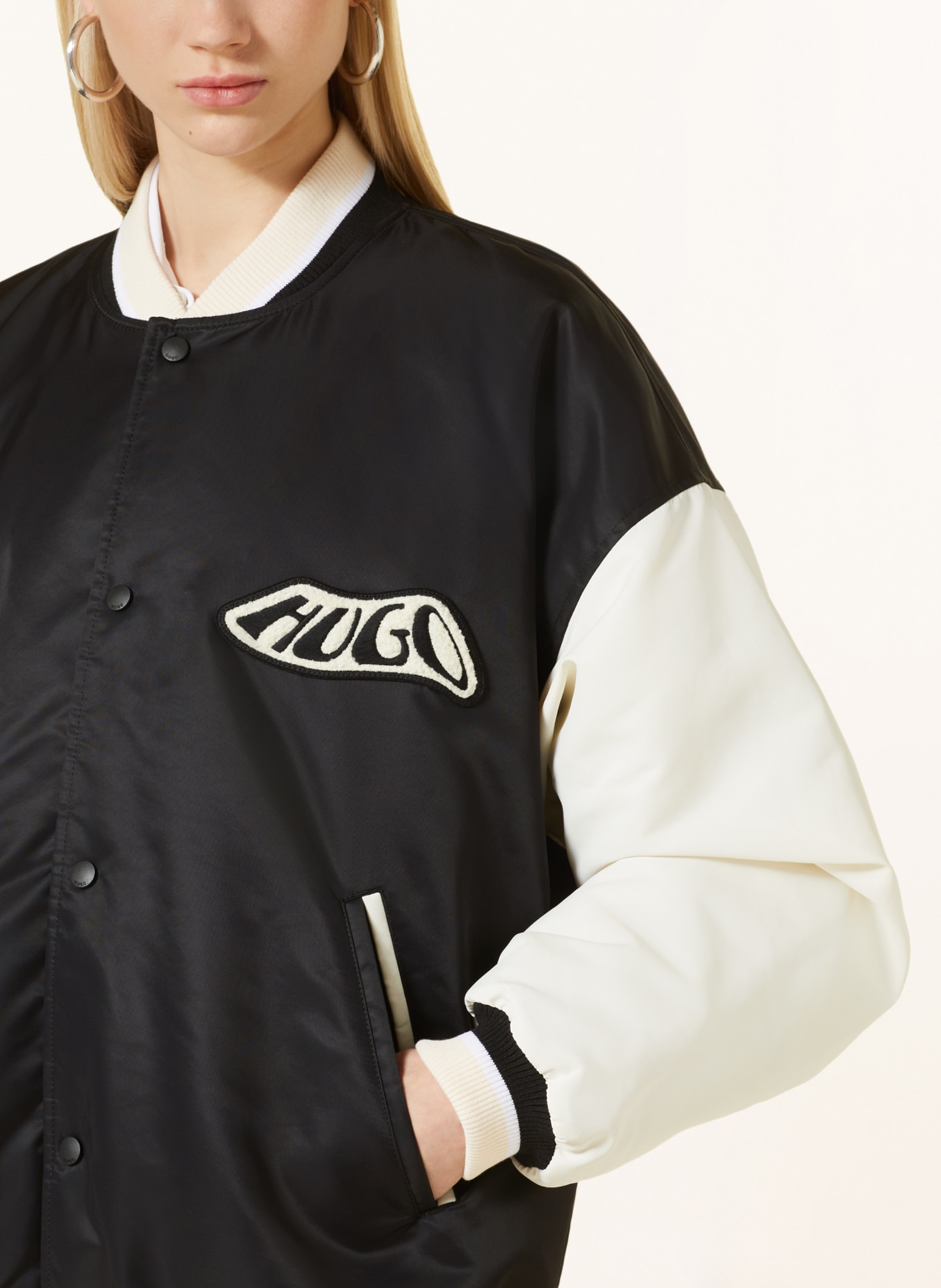 HUGO College jacket FLESIA, Color: BLACK/ WHITE (Image 4)