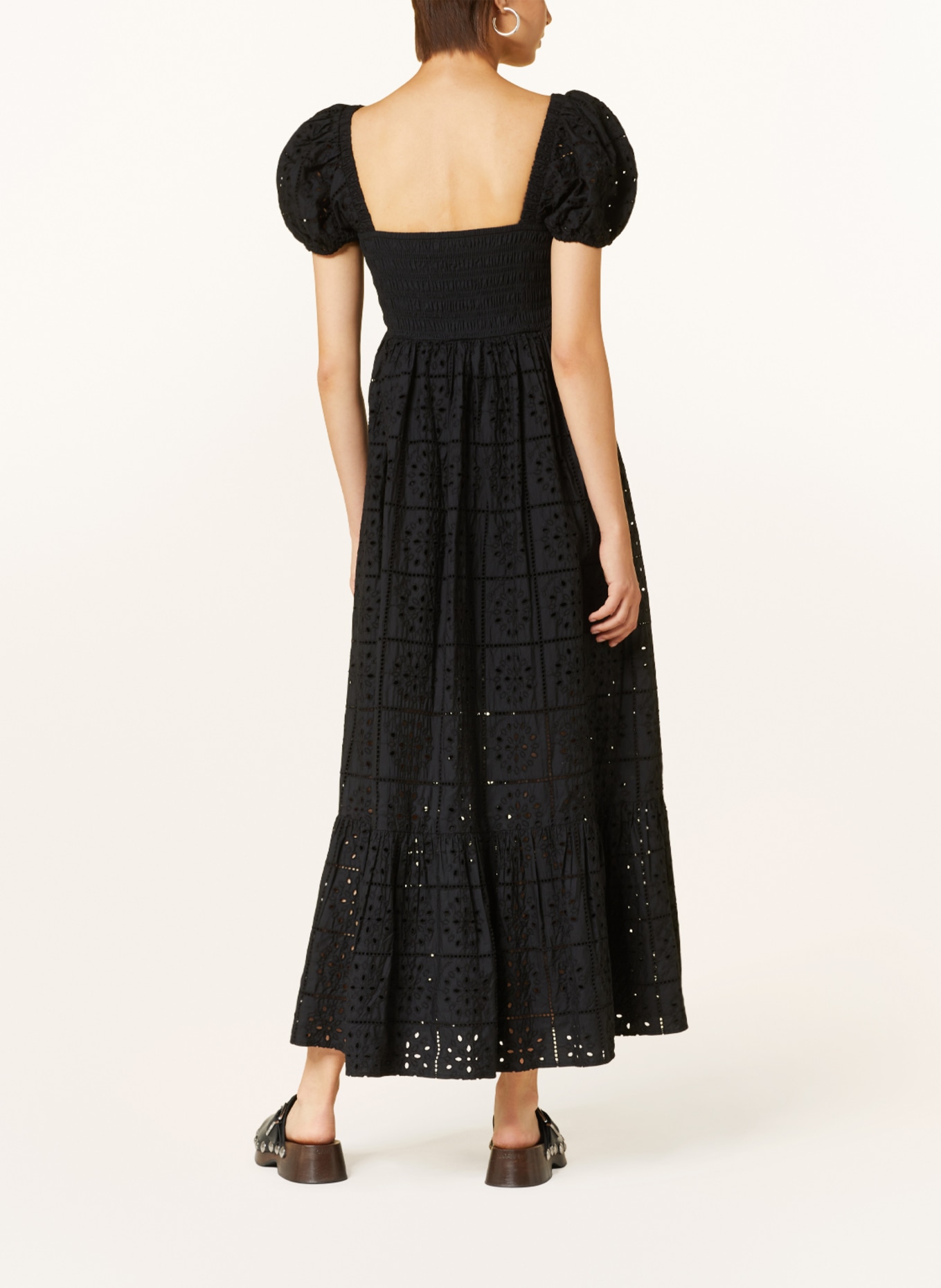 GANNI Dress with broderie anglaise, Color: BLACK (Image 3)