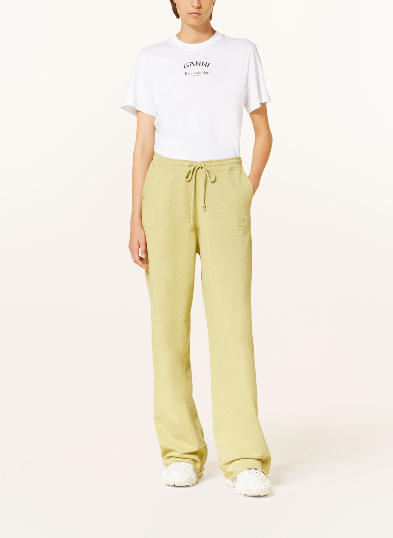 GANNI Spodnie w stylu dresowym, Kolor: JASNOZIELONY (Obrazek 2)