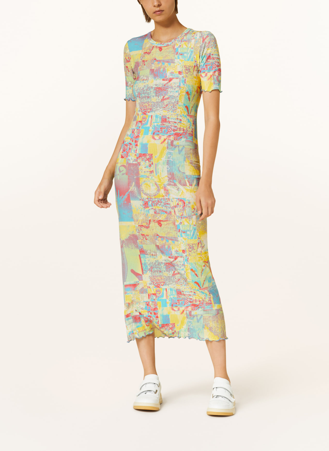 GANNI Jersey dress, Color: YELLOW/ LIGHT GREEN/ RED (Image 2)