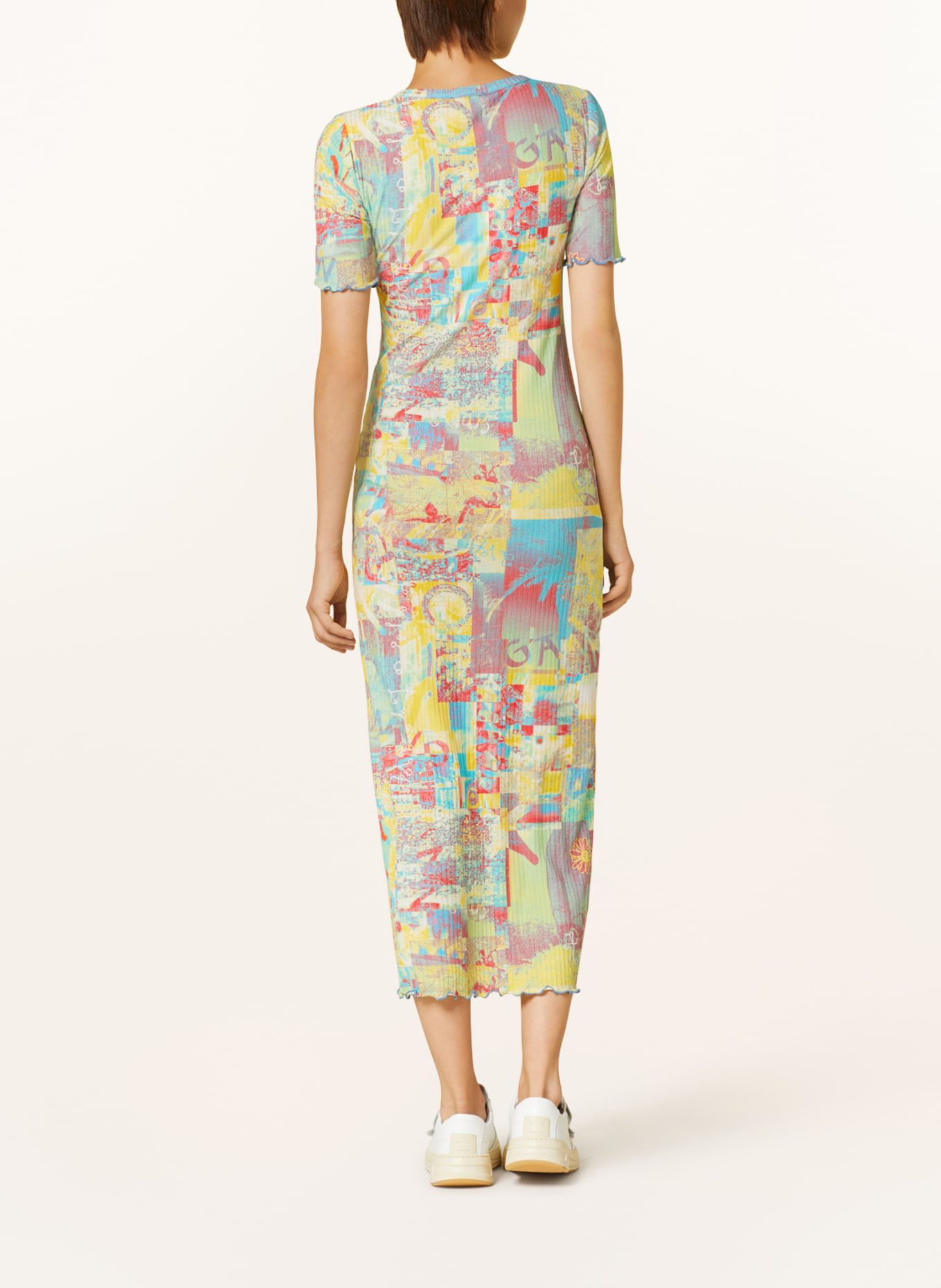 GANNI Jersey dress, Color: YELLOW/ LIGHT GREEN/ RED (Image 3)
