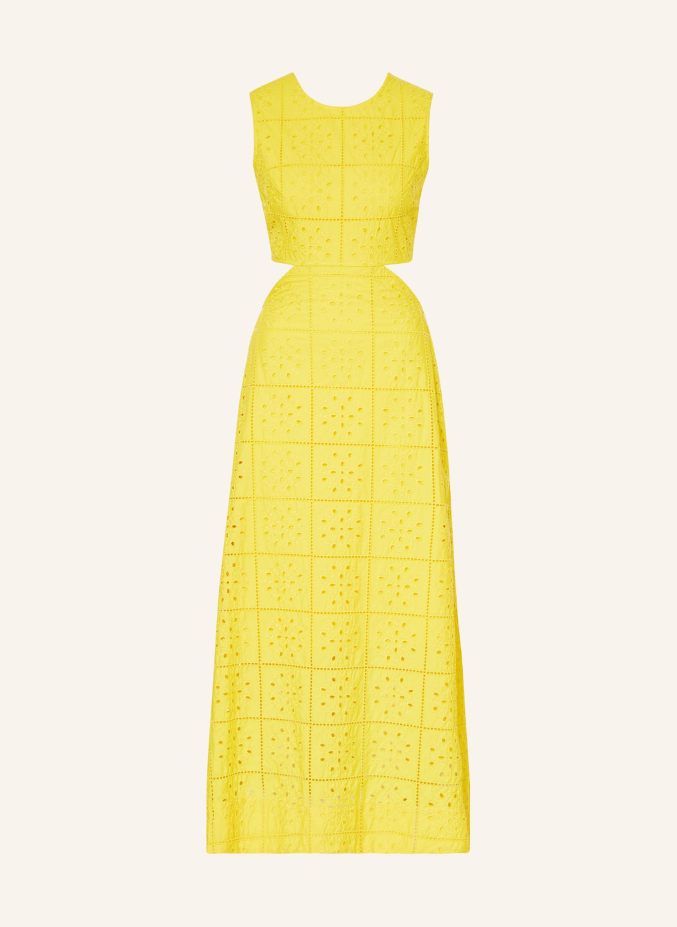 GANNI Dress made of broderie anglaise with cut-outs, Color: DARK YELLOW (Image 1)