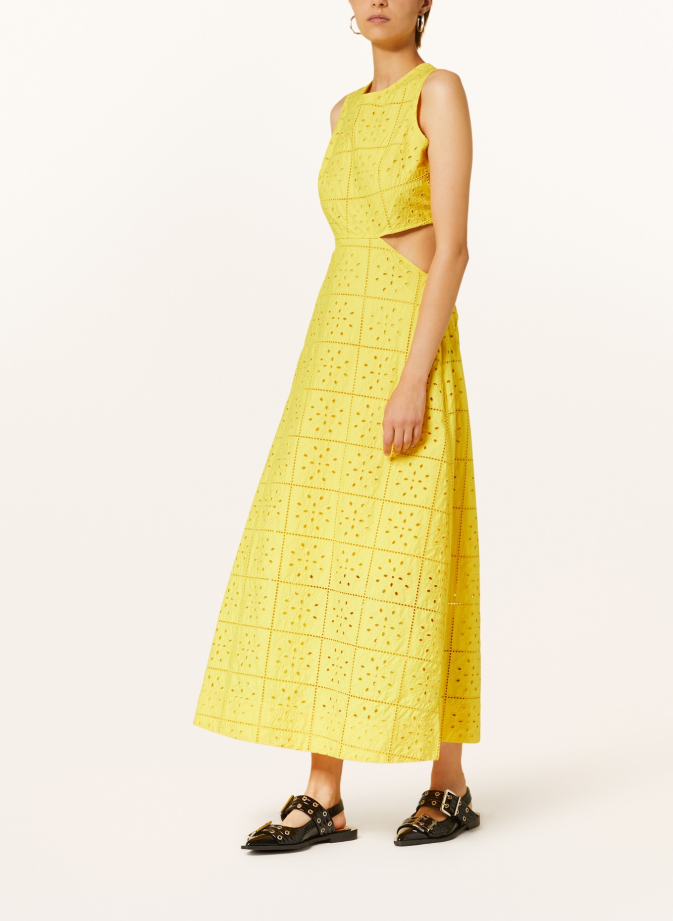 GANNI Dress made of broderie anglaise with cut-outs, Color: DARK YELLOW (Image 2)