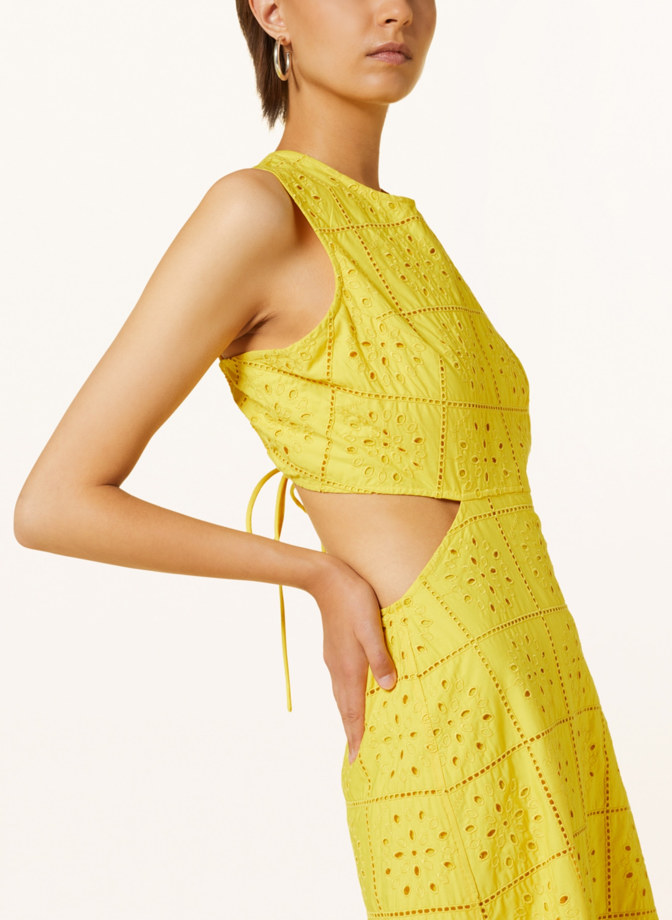 GANNI Dress made of broderie anglaise with cut-outs, Color: DARK YELLOW (Image 4)