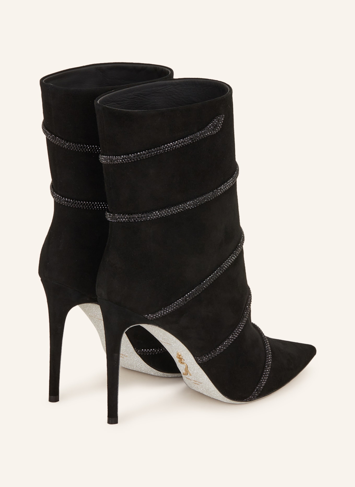 RENE CAOVILLA Ankle boots with decorative gems, Color: BLACK (Image 2)