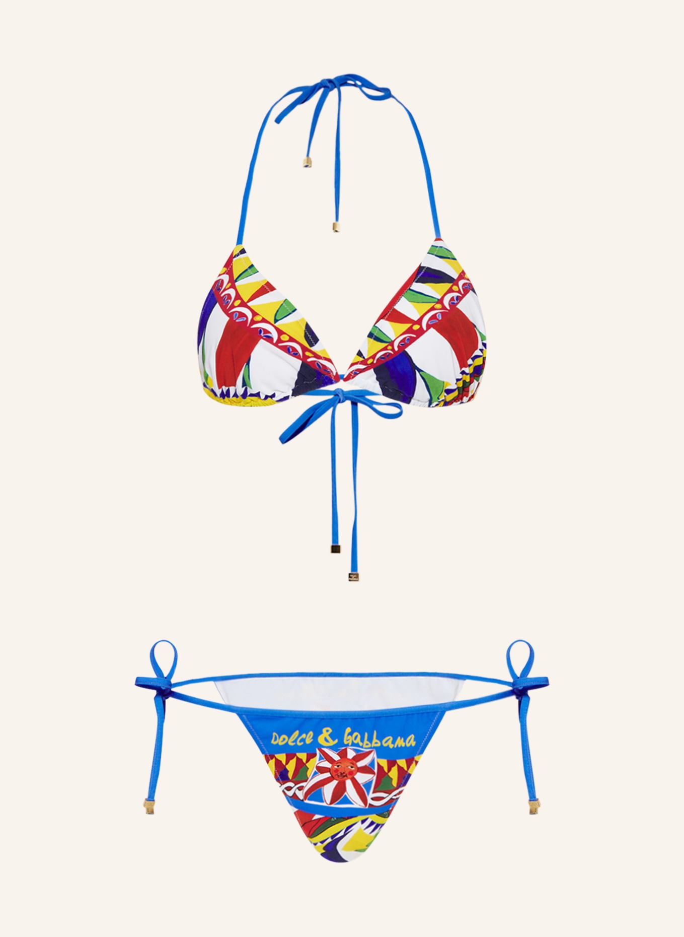 DOLCE & GABBANA Triangel-Bikini, Farbe: BLAU/ DUNKELROT/ GELB (Bild 1)