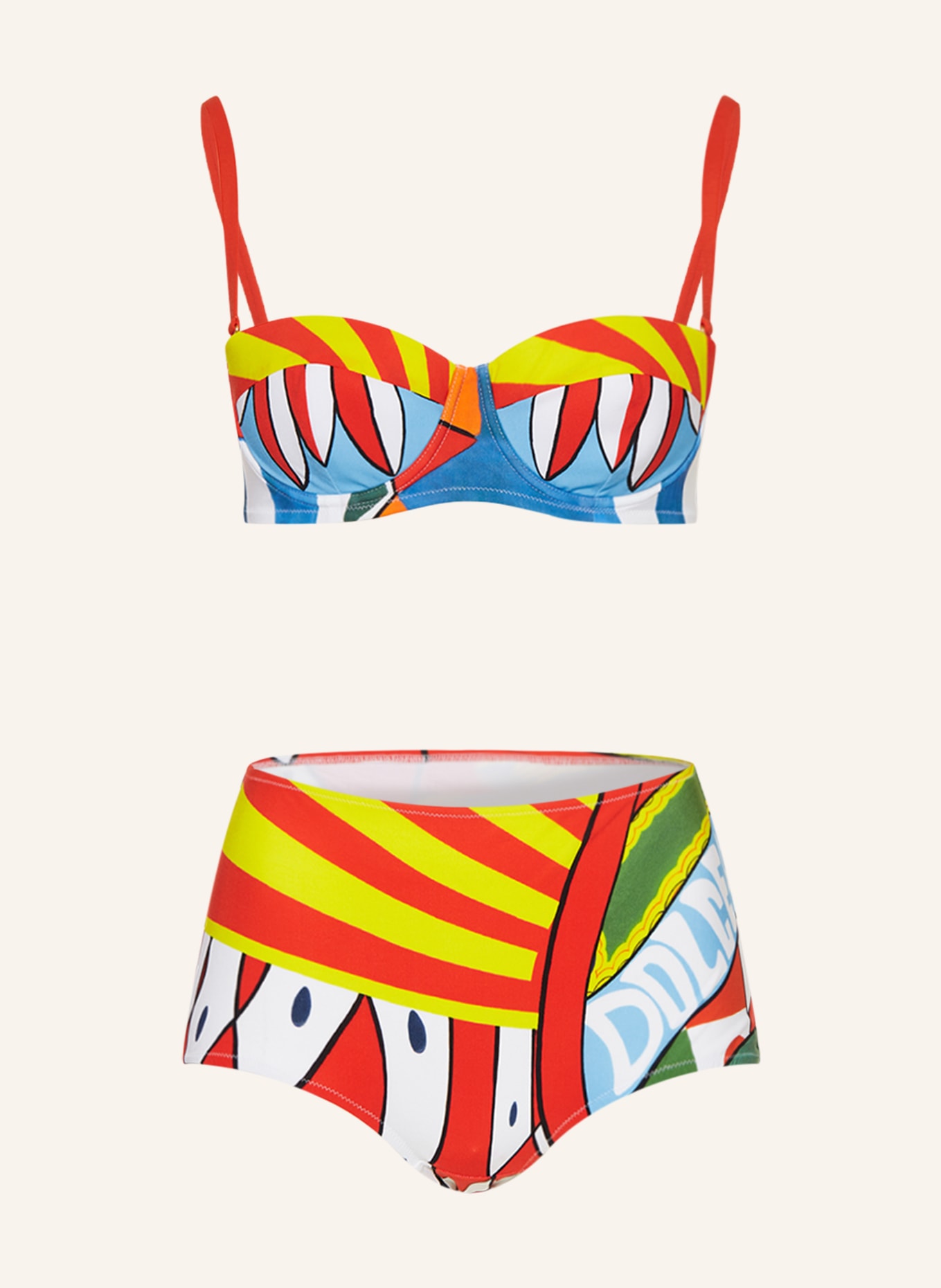 DOLCE & GABBANA Underwired bikini, Color: TURQUOISE/ RED/ YELLOW (Image 1)