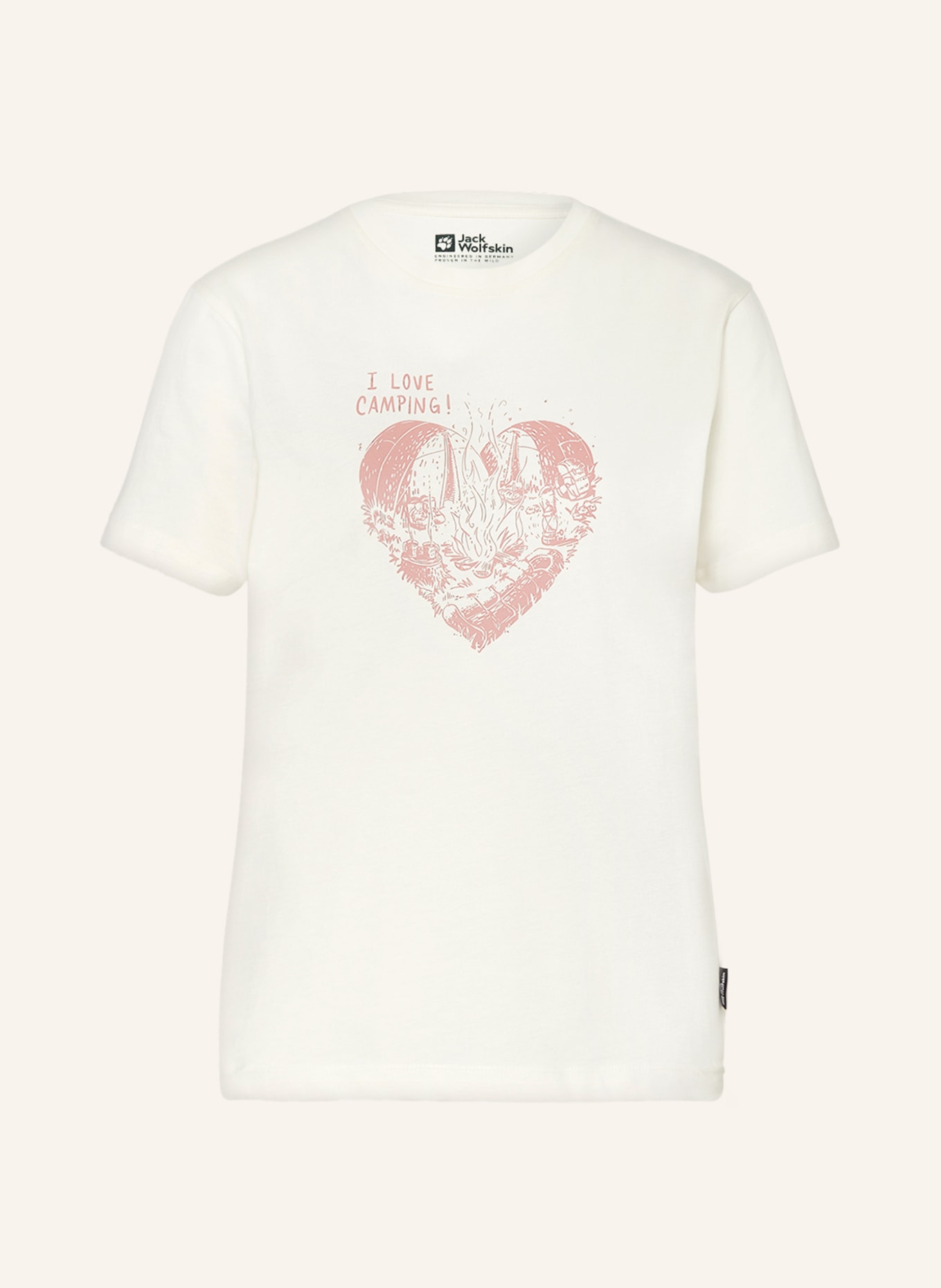 Jack Wolfskin T-Shirt CAMPING LOVE, Farbe: HELLGELB/ ALTROSA (Bild 1)