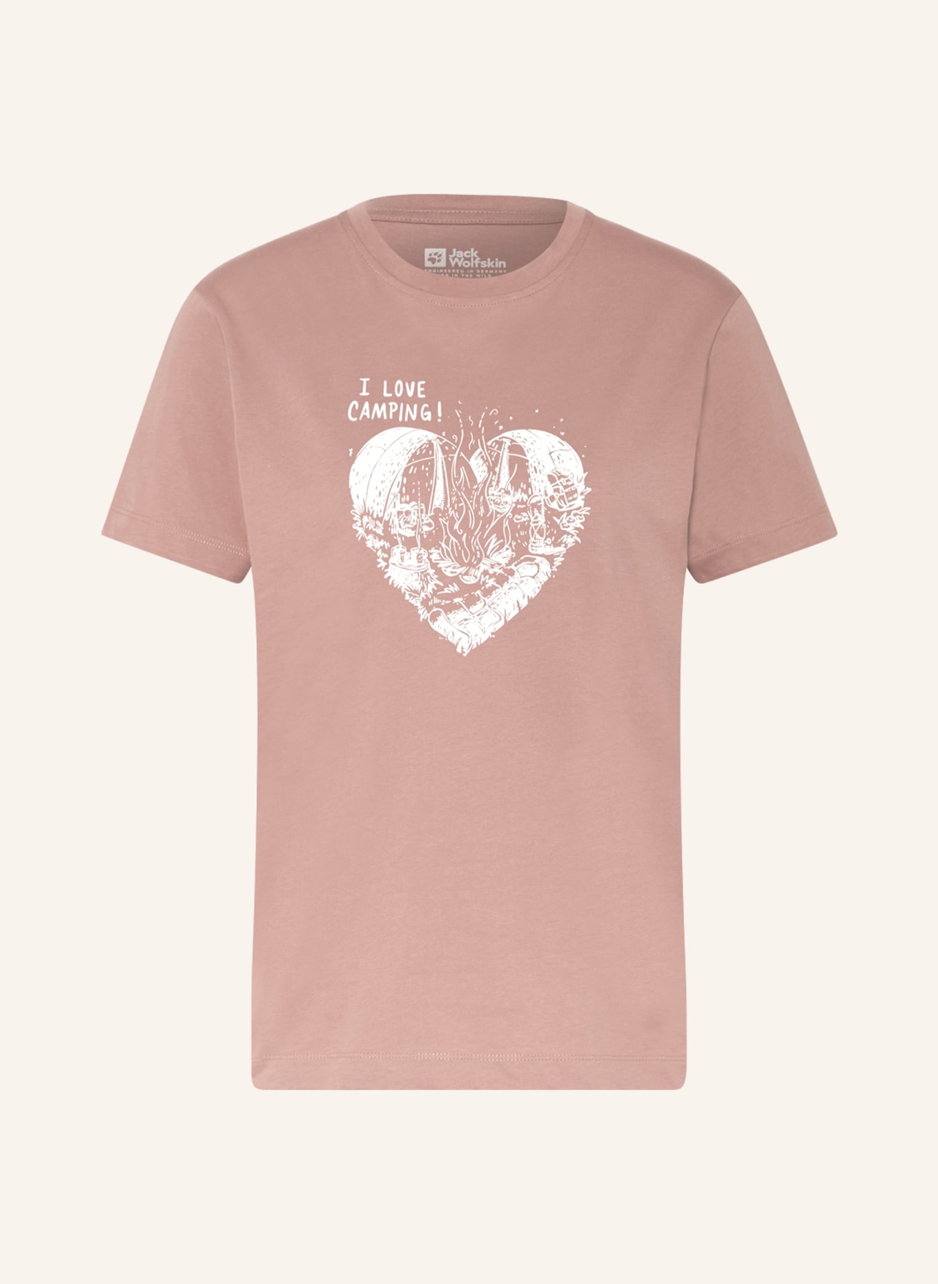 Jack Wolfskin T-Shirt CAMPING LOVE, Farbe: ALTROSA/ WEISS (Bild 1)