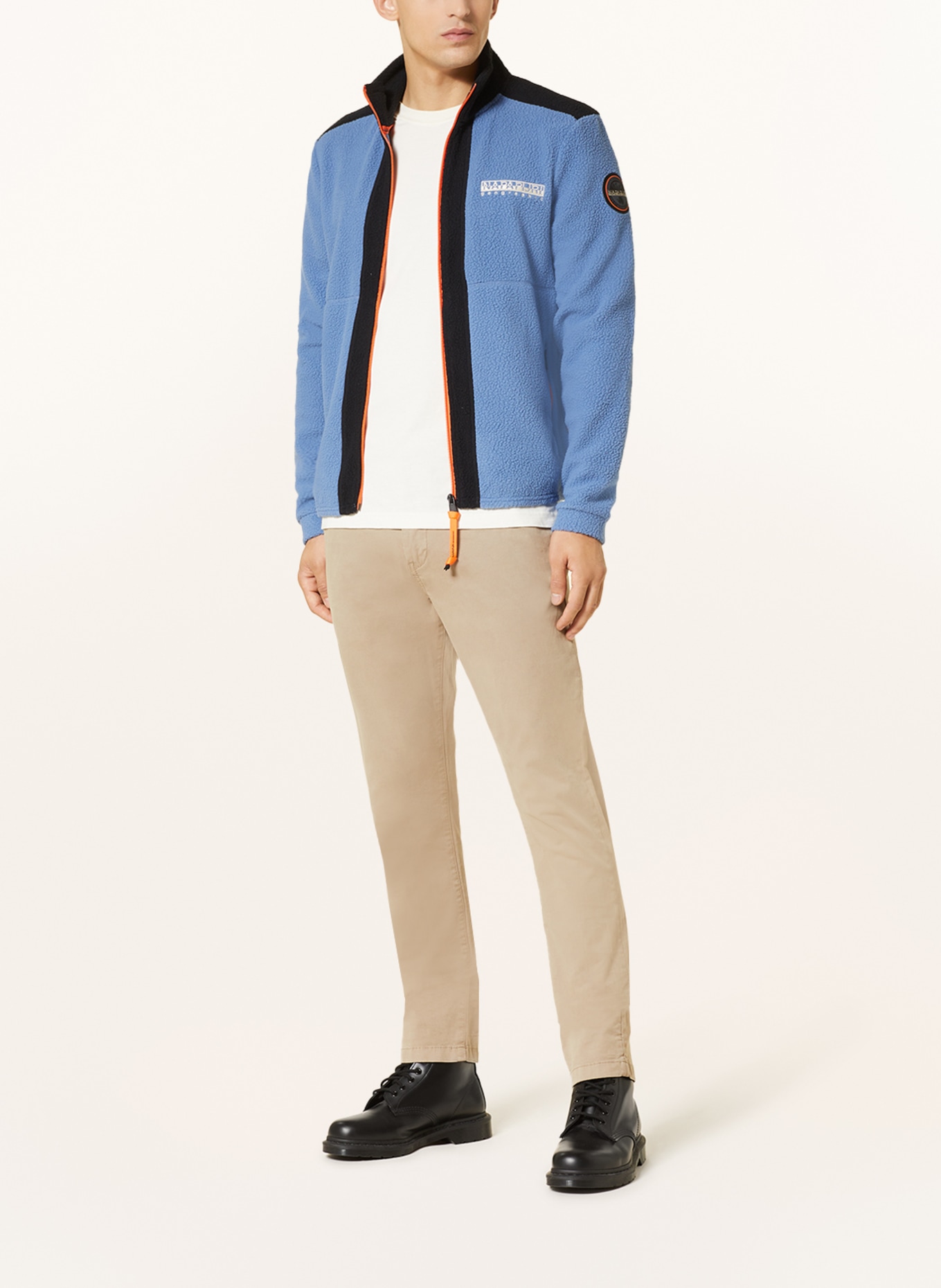 NAPAPIJRI Fleece jacket ANDERBY, Color: LIGHT BLUE/ BLACK/ ORANGE (Image 2)