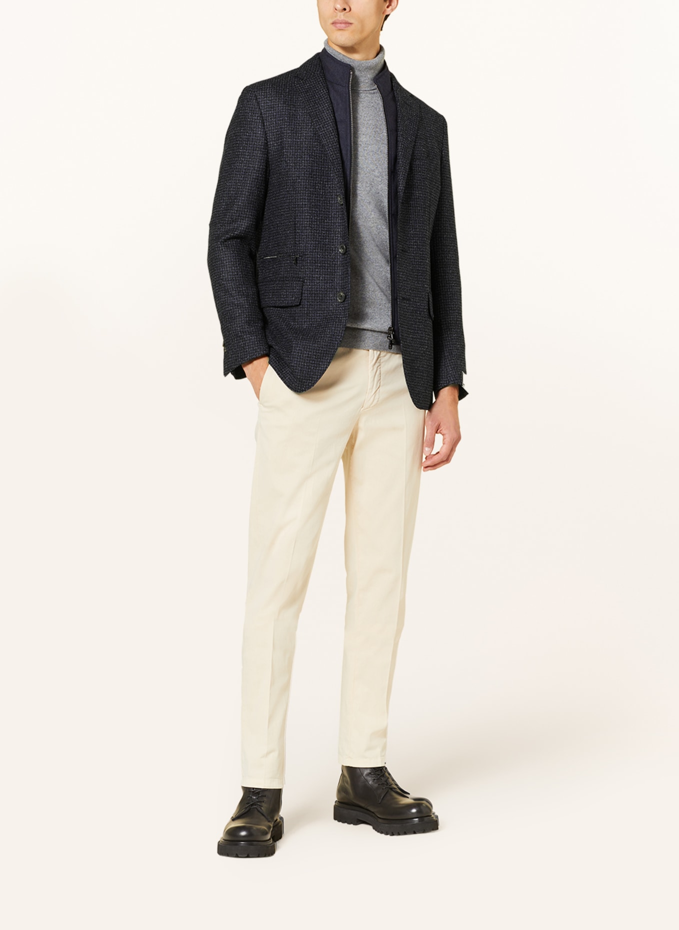 CORNELIANI Tailored jacket regular fit with detachable trim, Color: DARK BLUE/ BLACK (Image 2)