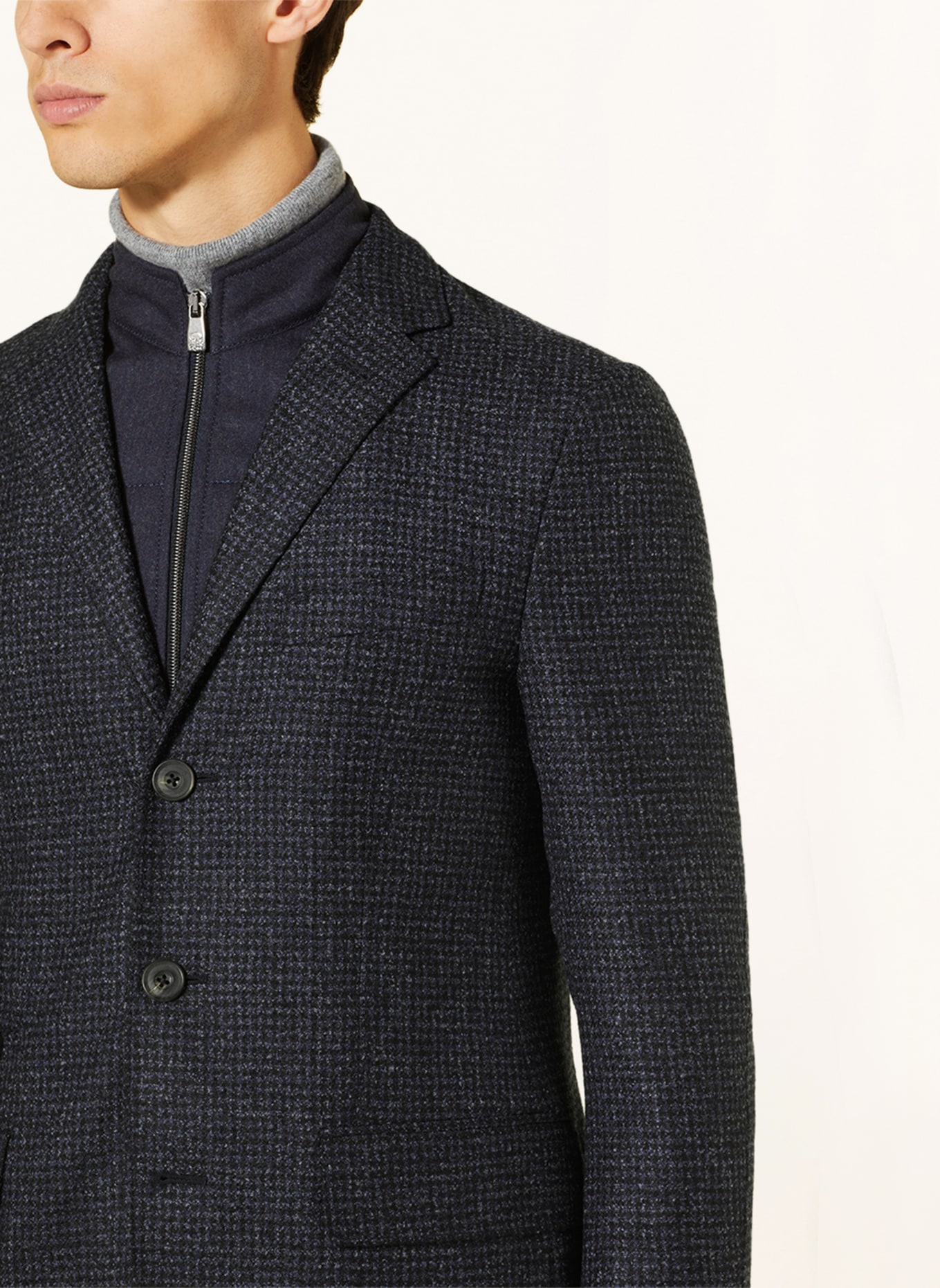 CORNELIANI Tailored jacket regular fit with detachable trim, Color: DARK BLUE/ BLACK (Image 4)