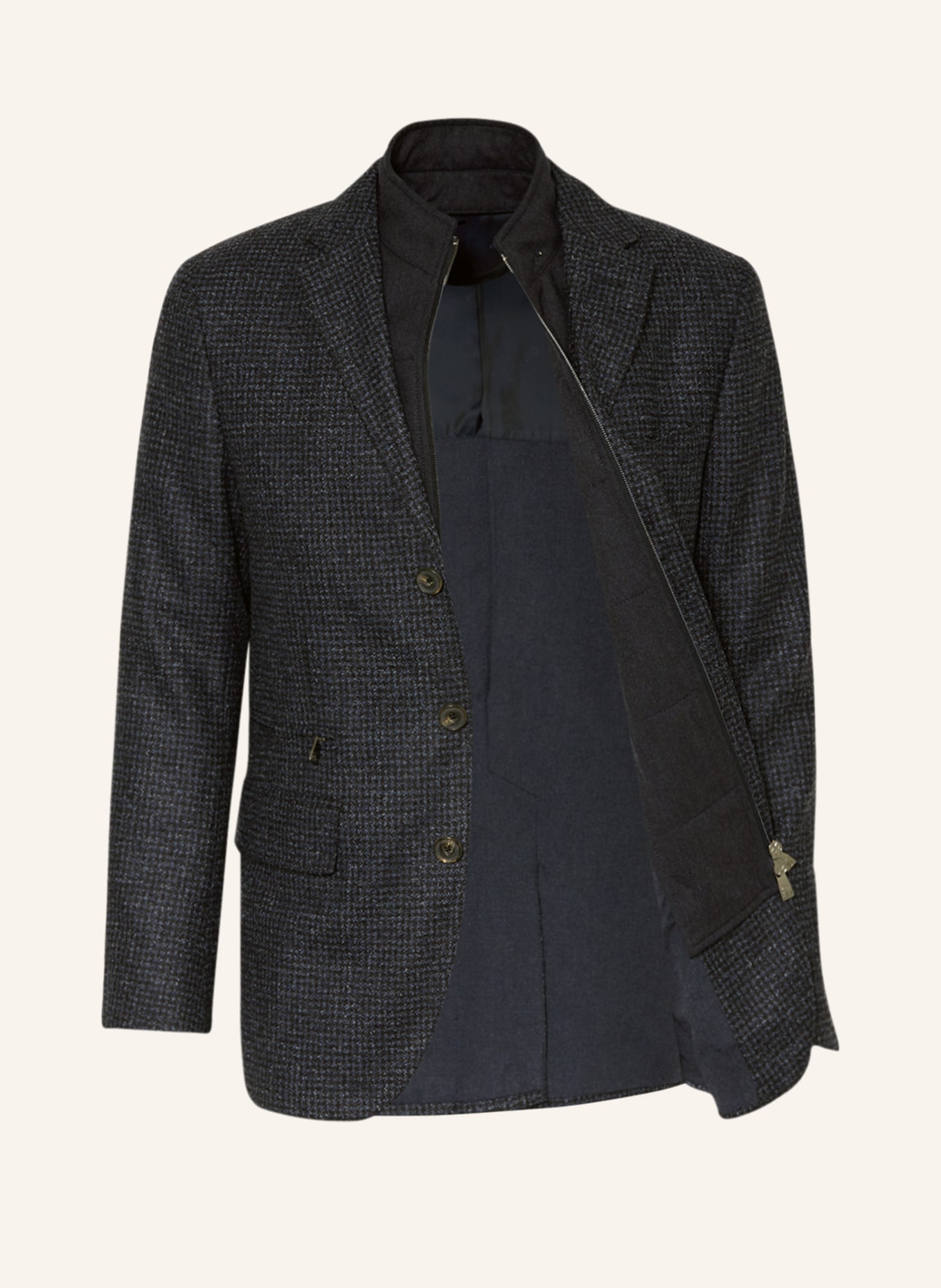 CORNELIANI Tailored jacket regular fit with detachable trim, Color: DARK BLUE/ BLACK (Image 5)