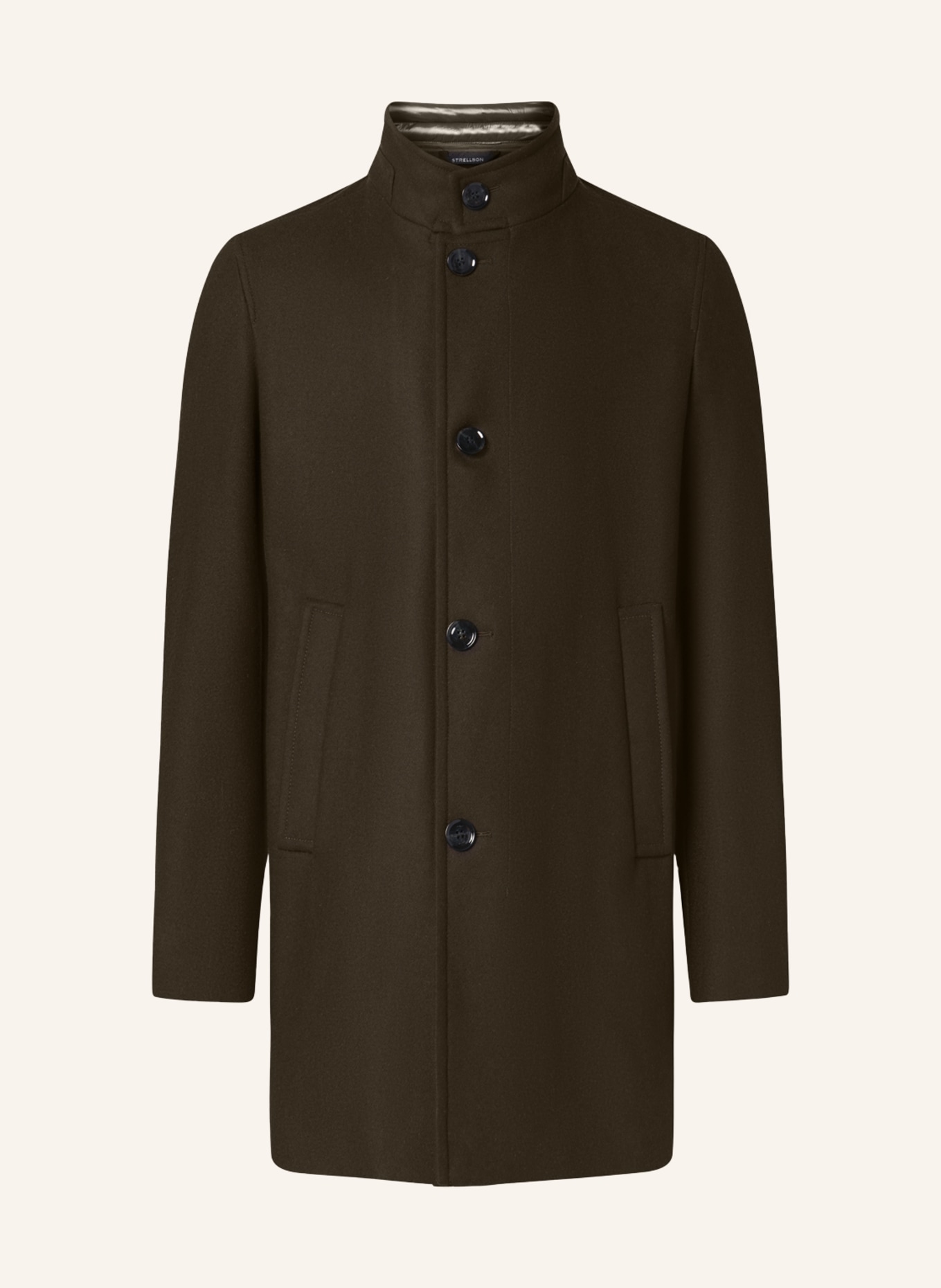 STRELLSON Wool coat FINLAY 2.0 with removable trim, Color: KHAKI (Image 1)