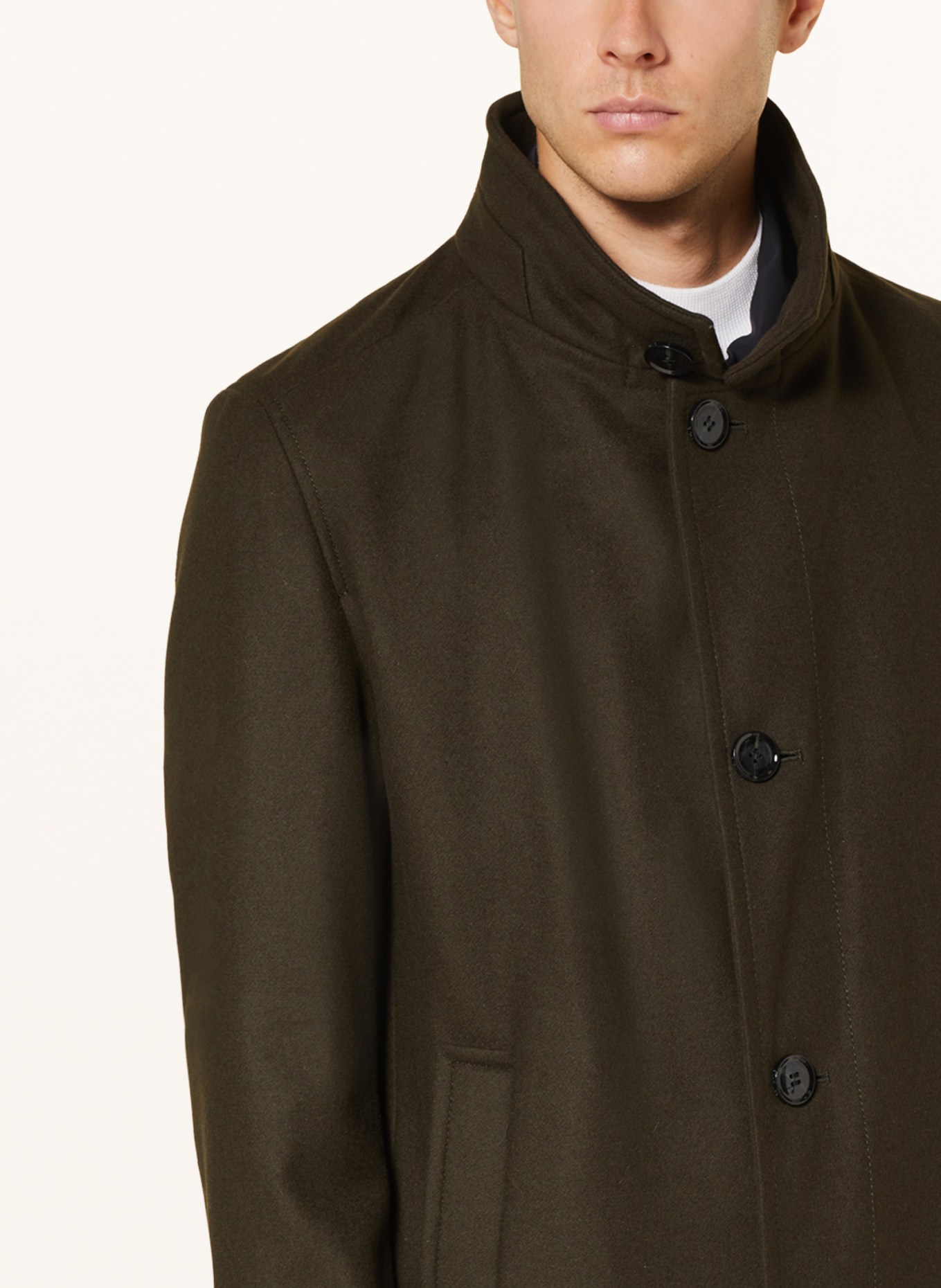 STRELLSON Wool coat FINLAY 2.0 with removable trim, Color: KHAKI (Image 5)