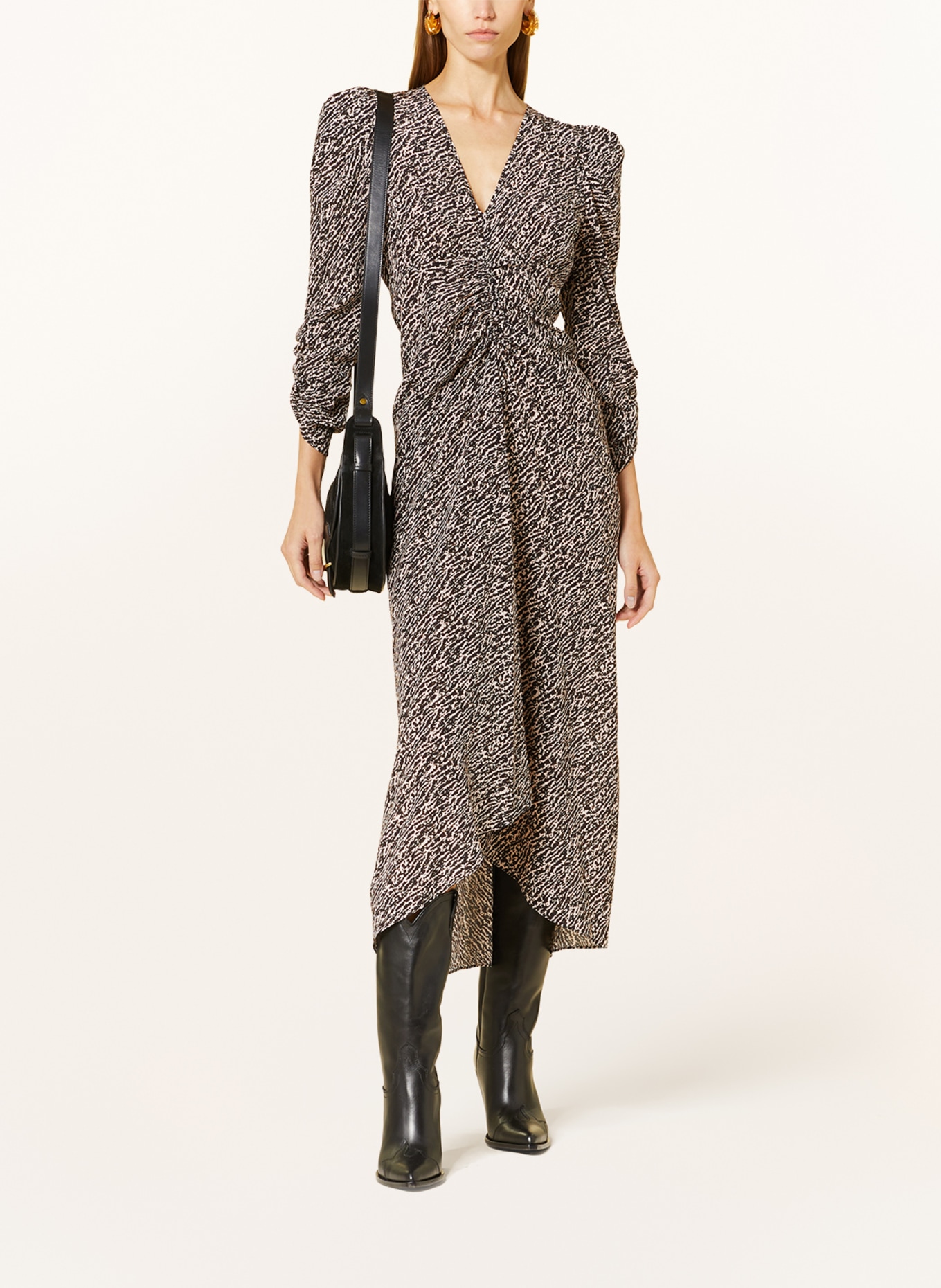 ISABEL MARANT Silk dress ALBINI, Color: BLACK/ CREAM (Image 2)