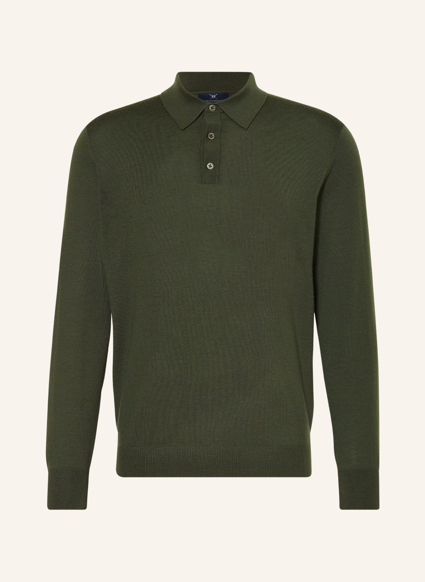 STROKESMAN'S Knitted polo shirt made of merino wool, Color: OLIVE (Image 1)