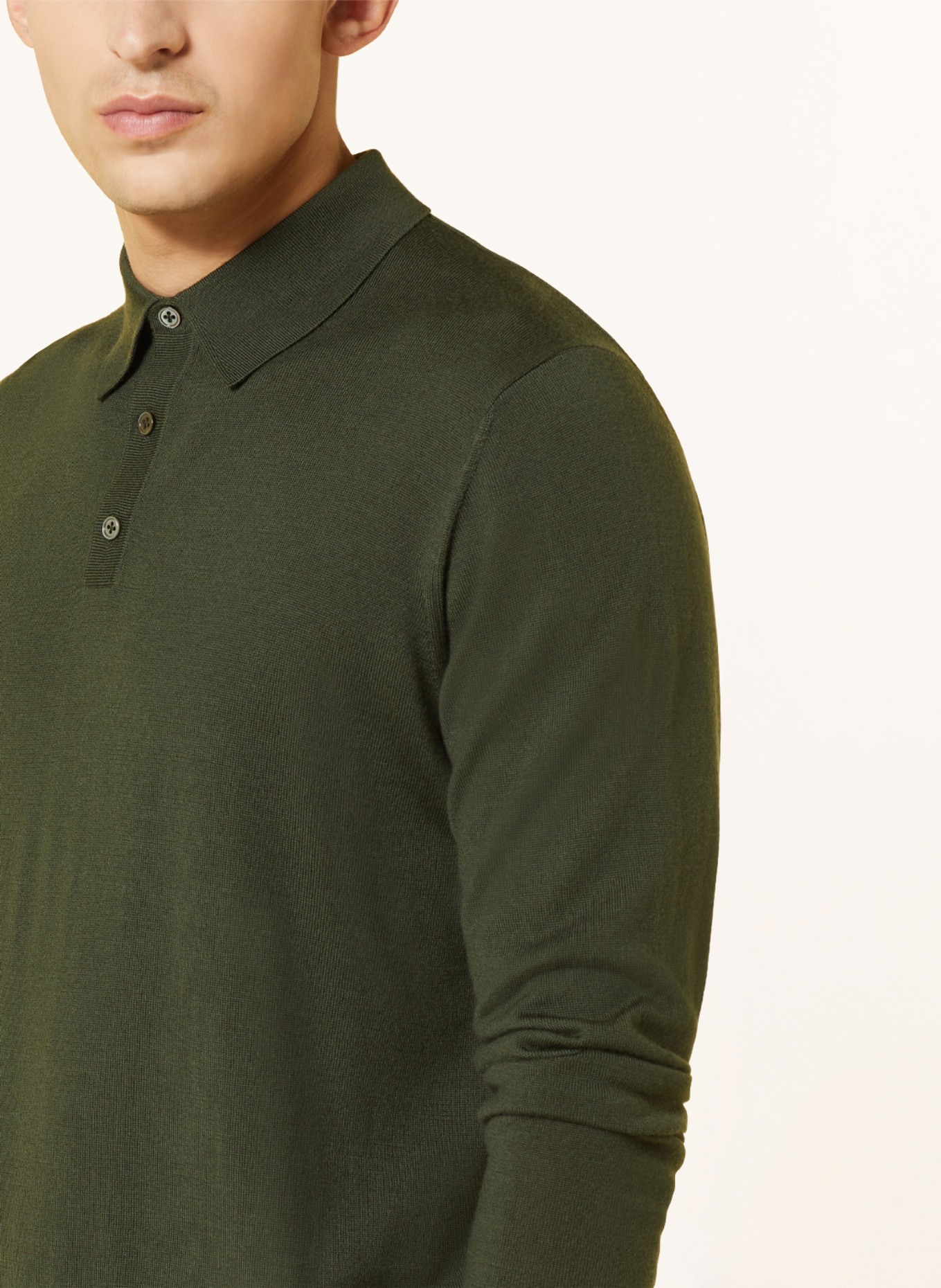 STROKESMAN'S Knitted polo shirt made of merino wool, Color: OLIVE (Image 4)
