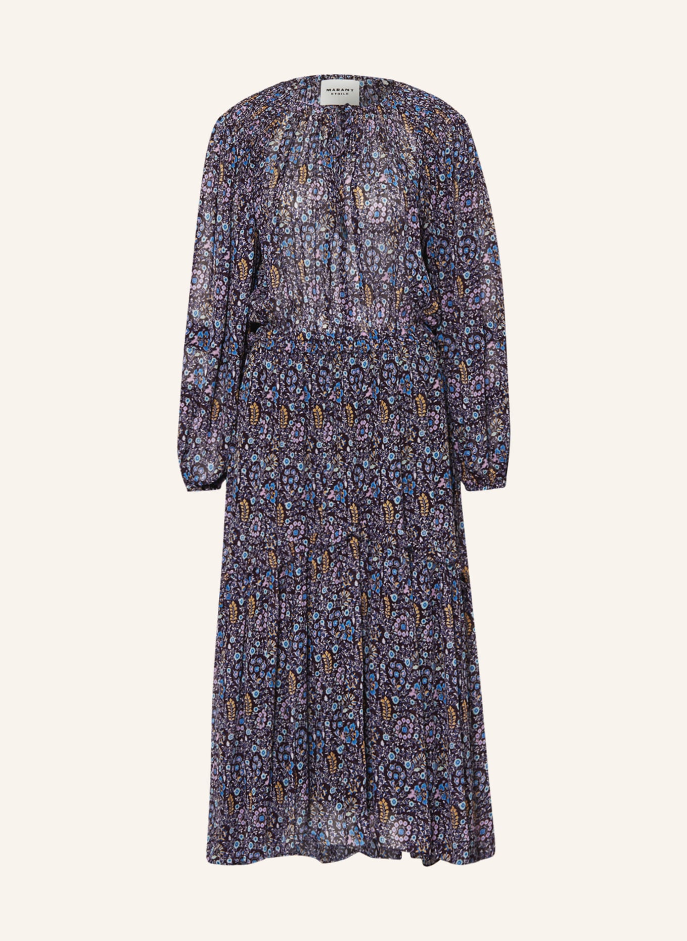 MARANT ÉTOILE Dress NAEMA with 3/4 sleeves, Color: BLACK/ DARK BLUE/ PINK (Image 1)