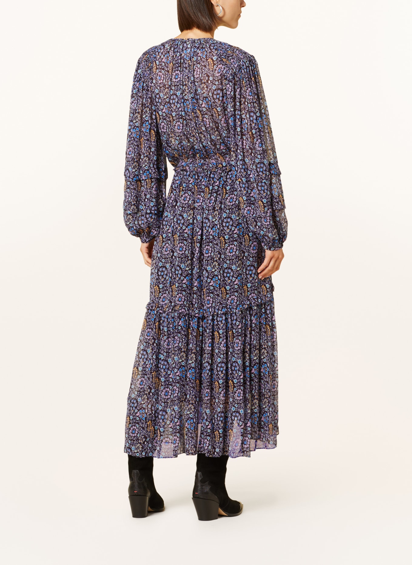 MARANT ÉTOILE Dress NAEMA with 3/4 sleeves, Color: BLACK/ DARK BLUE/ PINK (Image 3)