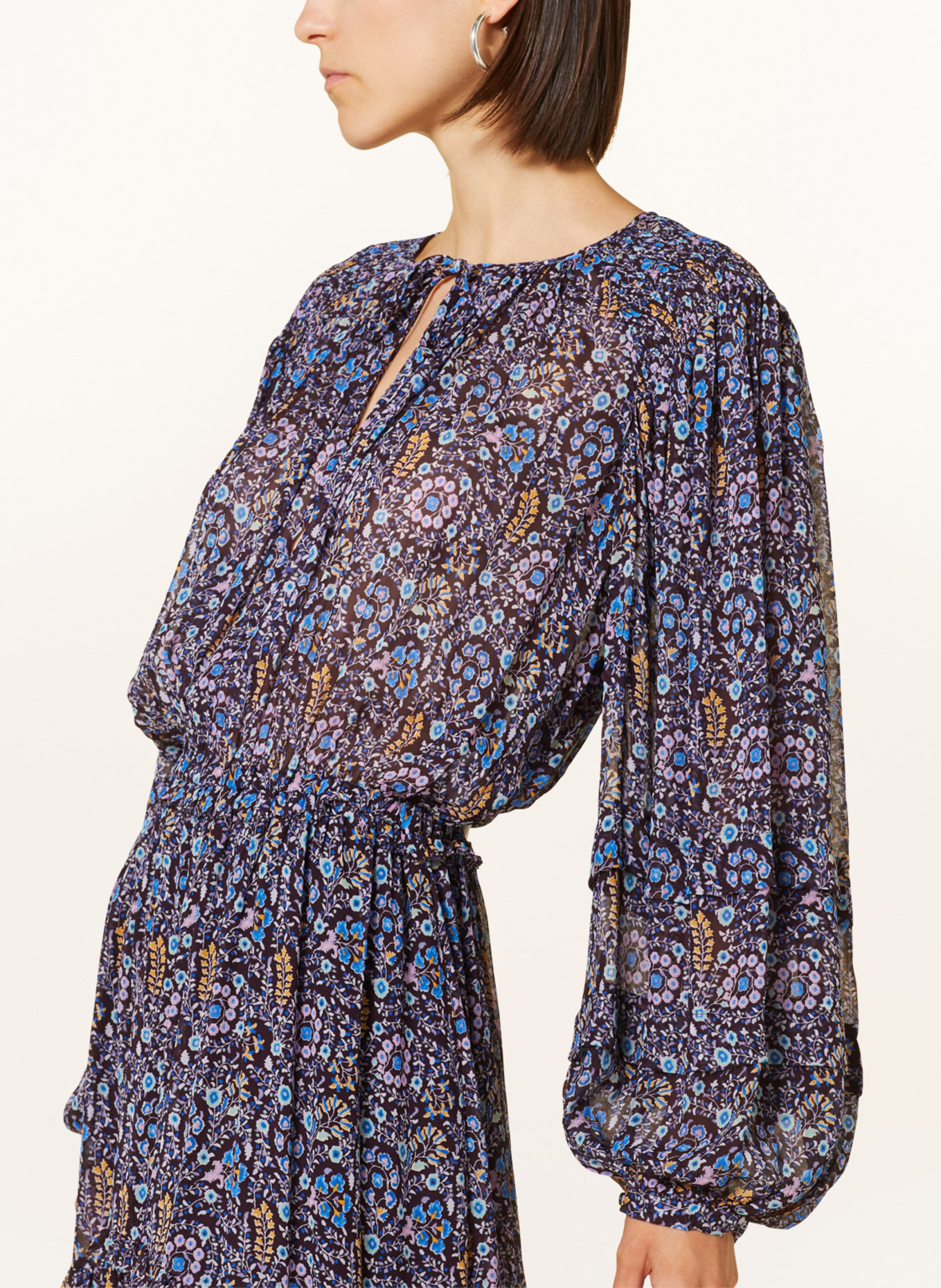 MARANT ÉTOILE Dress NAEMA with 3/4 sleeves, Color: BLACK/ DARK BLUE/ PINK (Image 4)