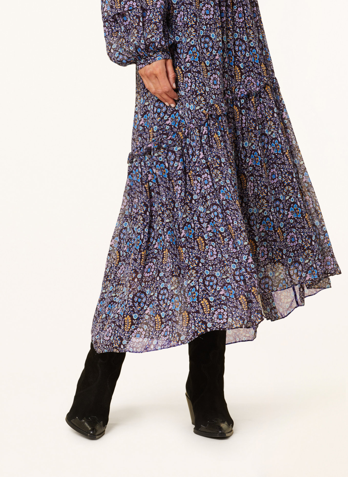MARANT ÉTOILE Dress NAEMA with 3/4 sleeves, Color: BLACK/ DARK BLUE/ PINK (Image 5)