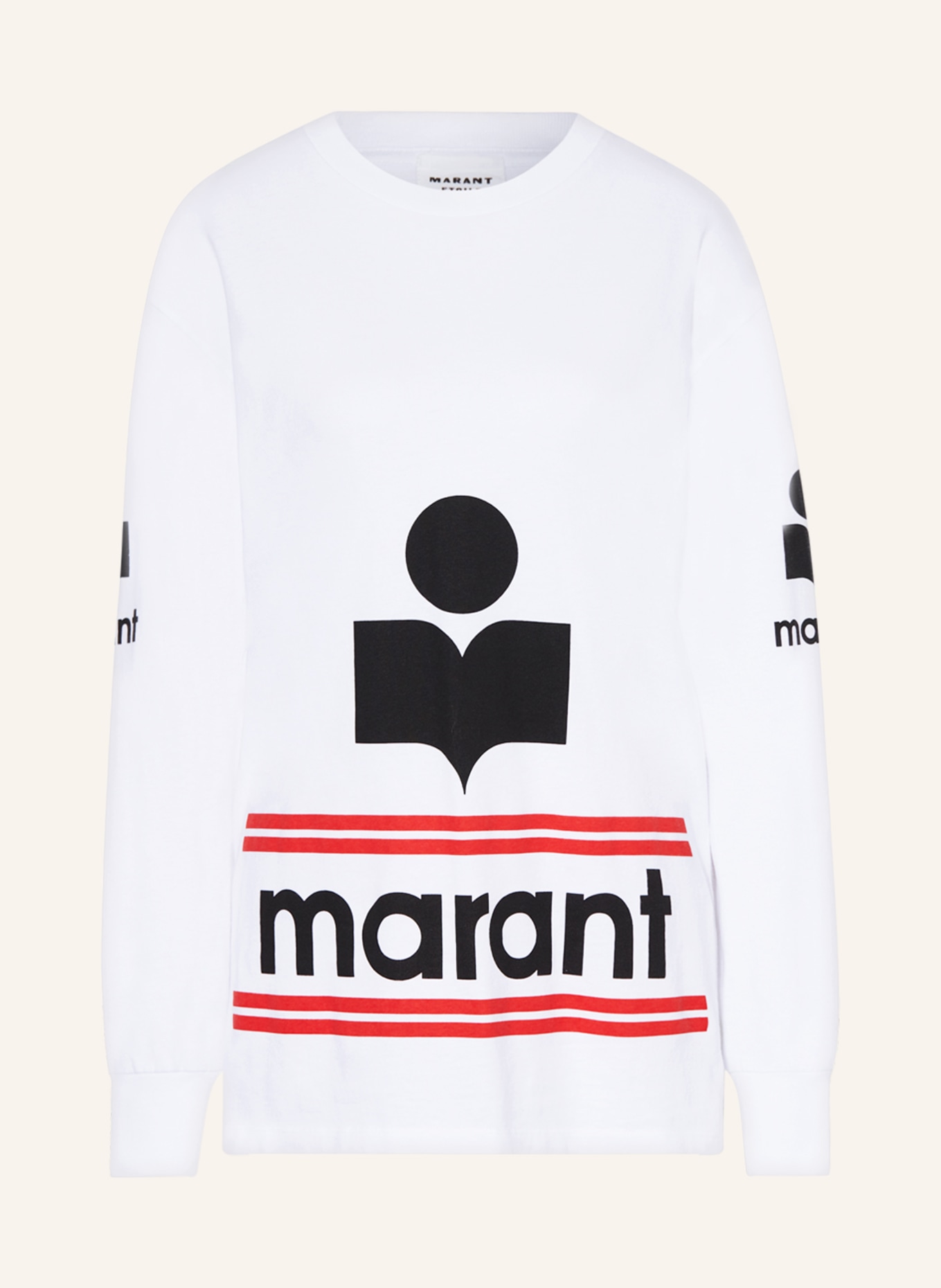 MARANT ÉTOILE Long sleeve shirt GIANNI, Color: WHITE/ BLACK/ RED (Image 1)