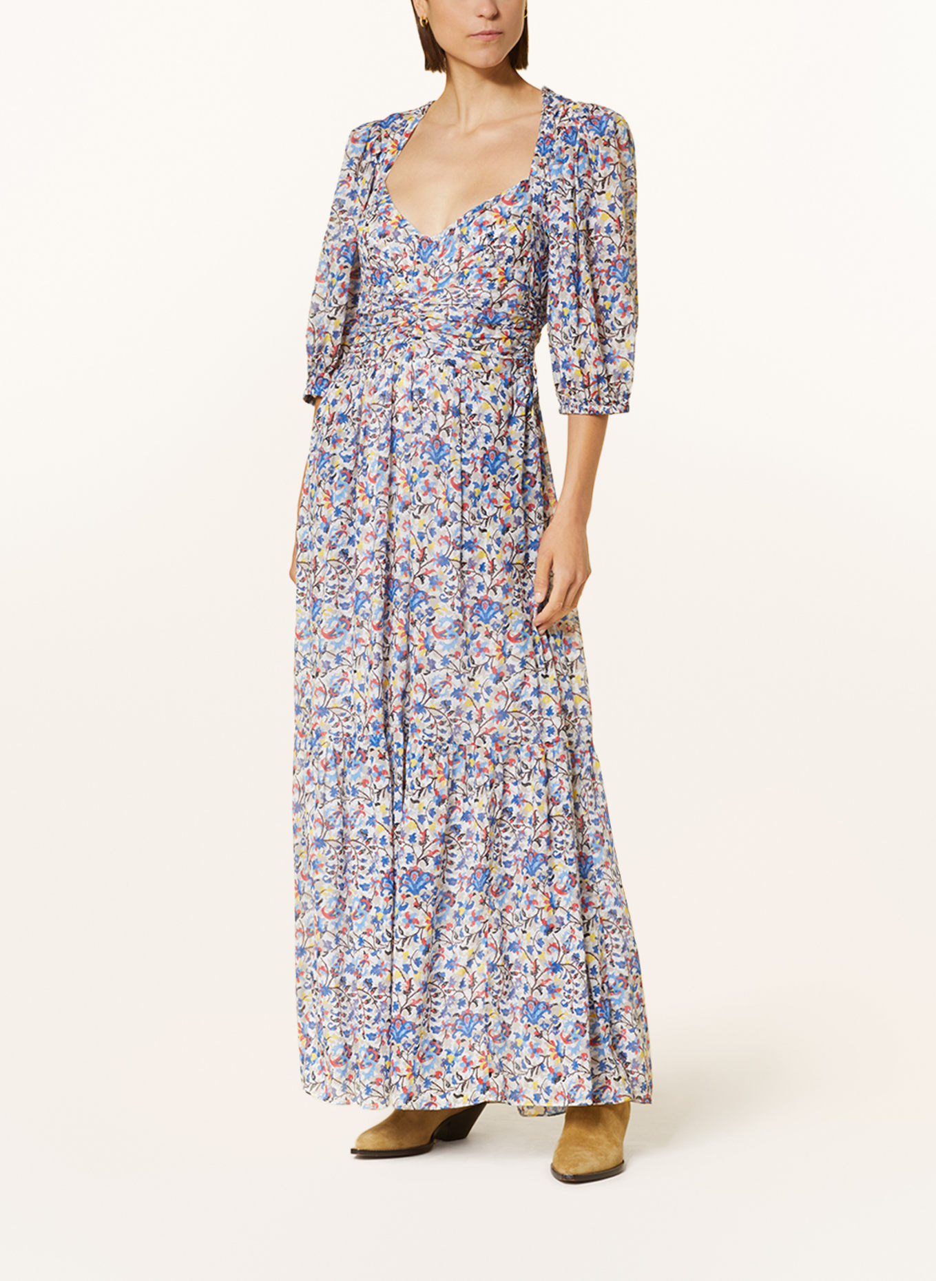 MARANT ÉTOILE Dress LEONIZA, Color: BLUE/ WHITE/ YELLOW (Image 2)