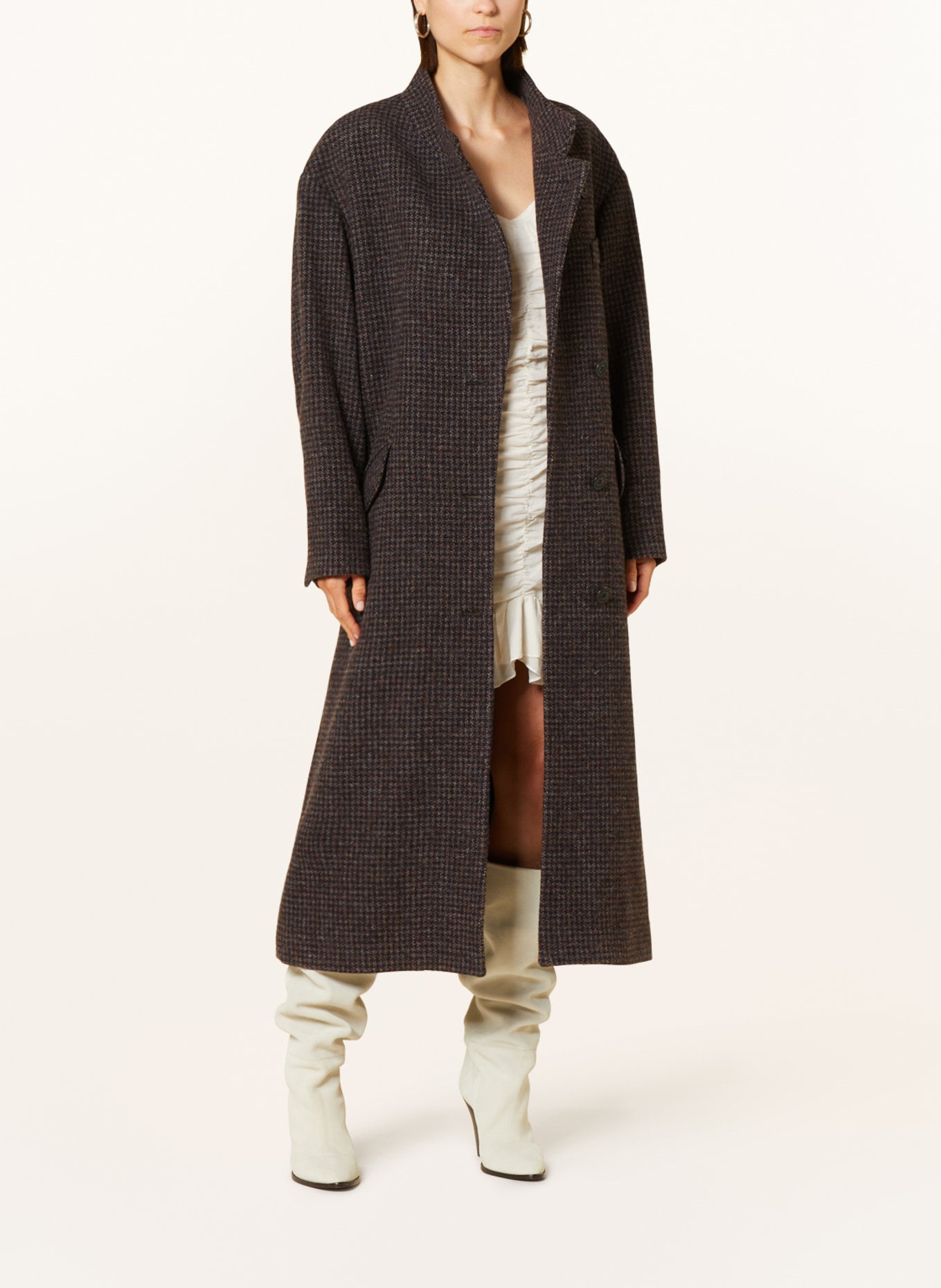 ISABEL MARANT ÉTOILE Wool coat SABINE in brown/ dark blue/ light brown