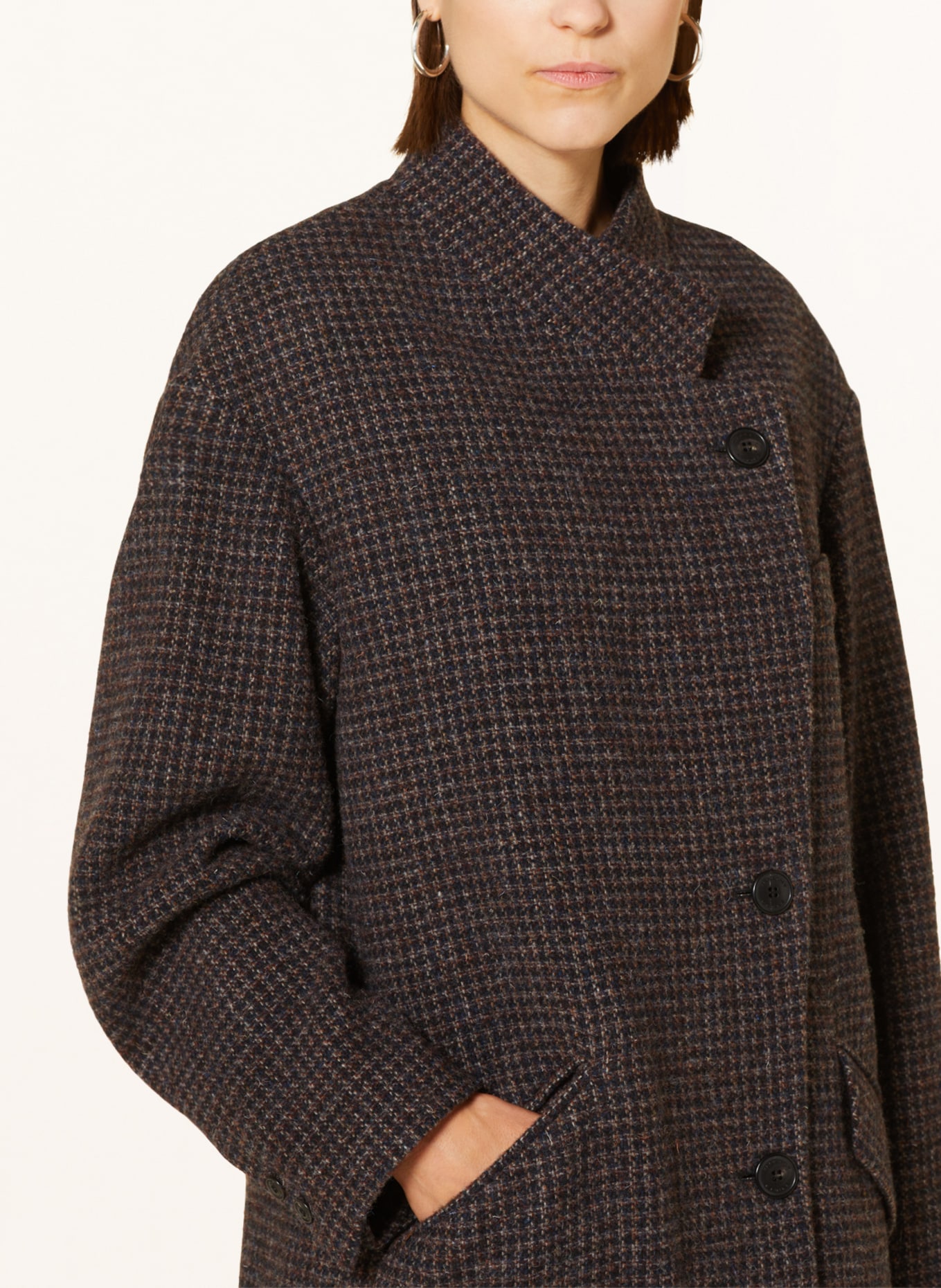 MARANT ÉTOILE Wool coat SABINE, Color: BROWN/ DARK BLUE/ LIGHT BROWN (Image 4)