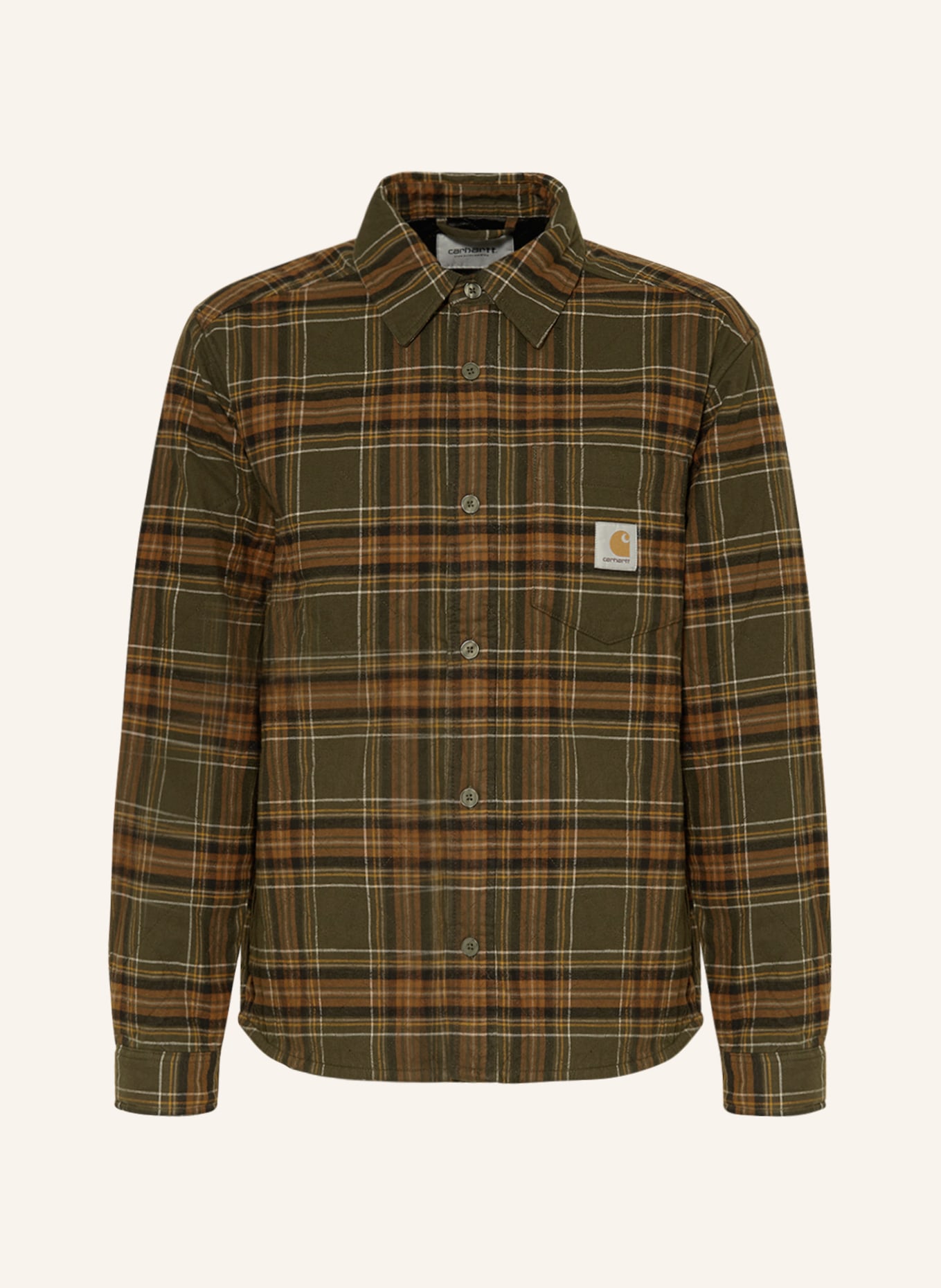 carhartt WIP Flannel shirt WILES comfort fit, Color: OLIVE/ DARK ORANGE/ DARK YELLOW (Image 1)