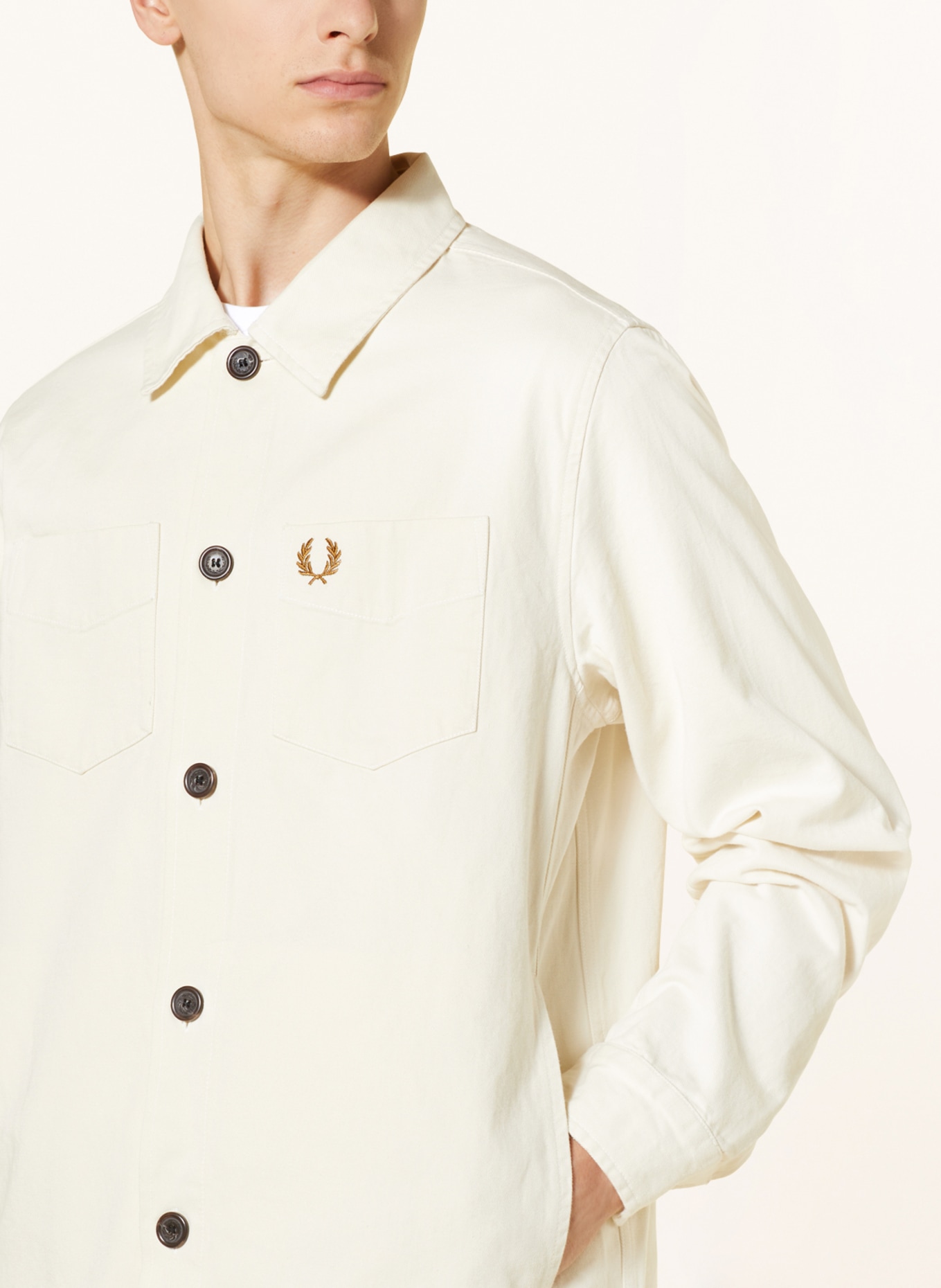 FRED PERRY Overshirt, Color: ECRU (Image 4)