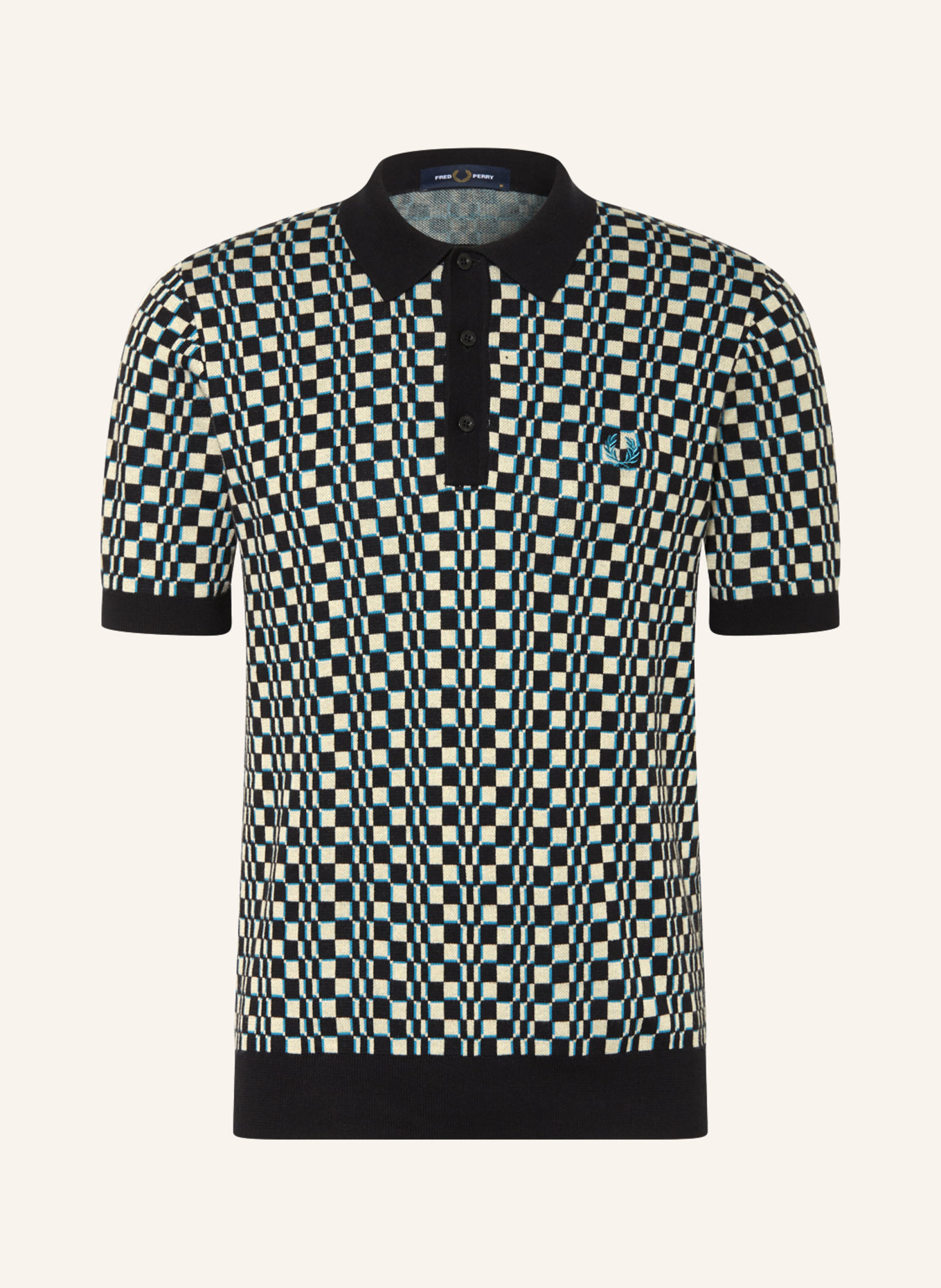 FRED PERRY Knitted polo shirt, Color: BLACK/ ECRU (Image 1)