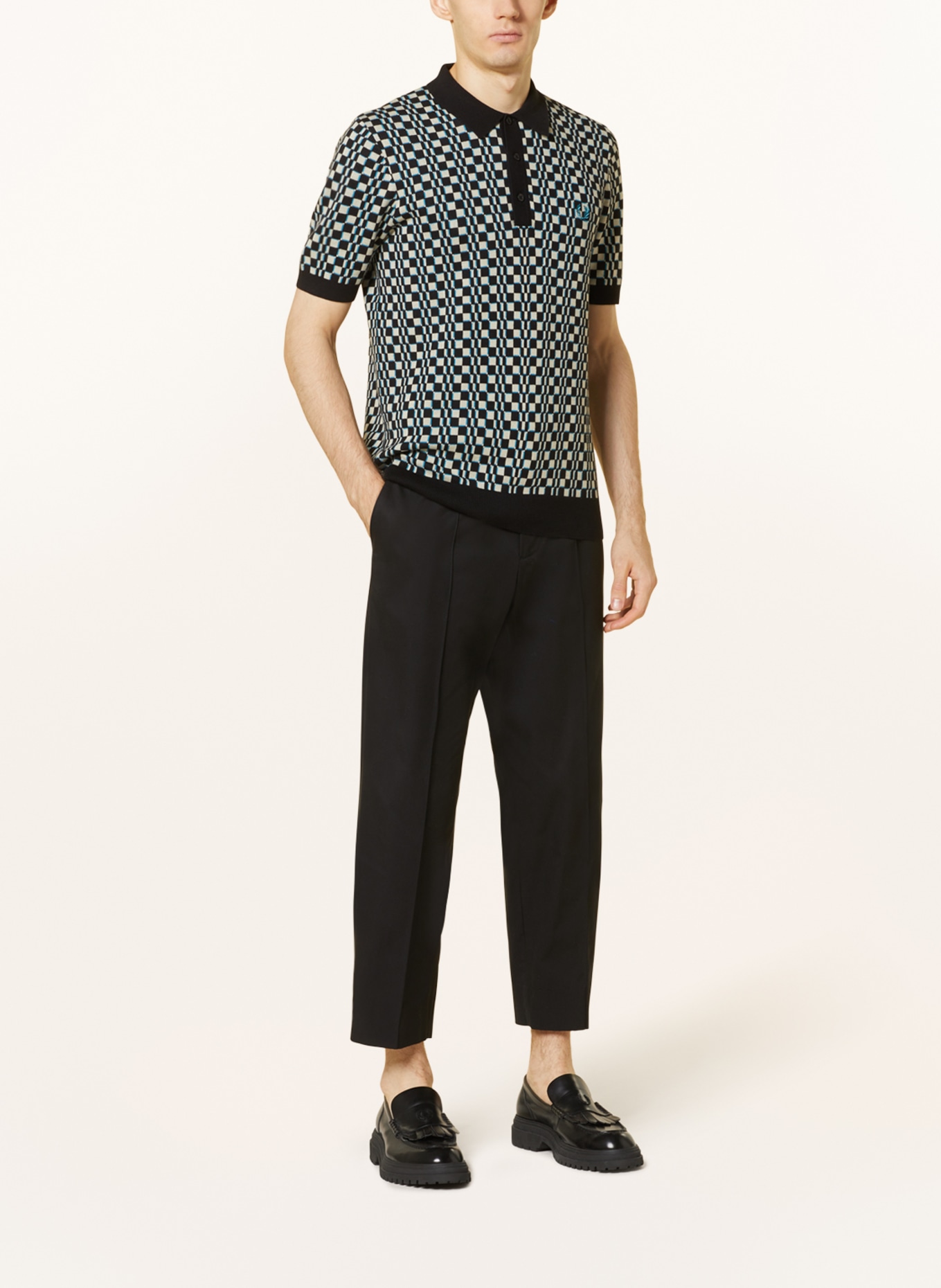 FRED PERRY Knitted polo shirt, Color: BLACK/ ECRU (Image 2)