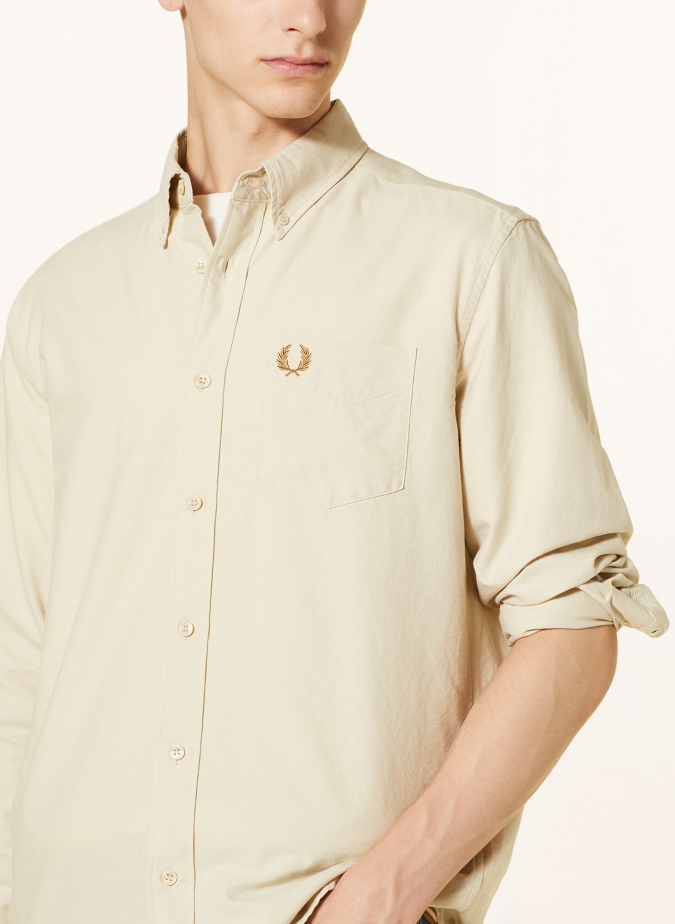 FRED PERRY Shirt regular fit, Color: LIGHT BROWN (Image 4)