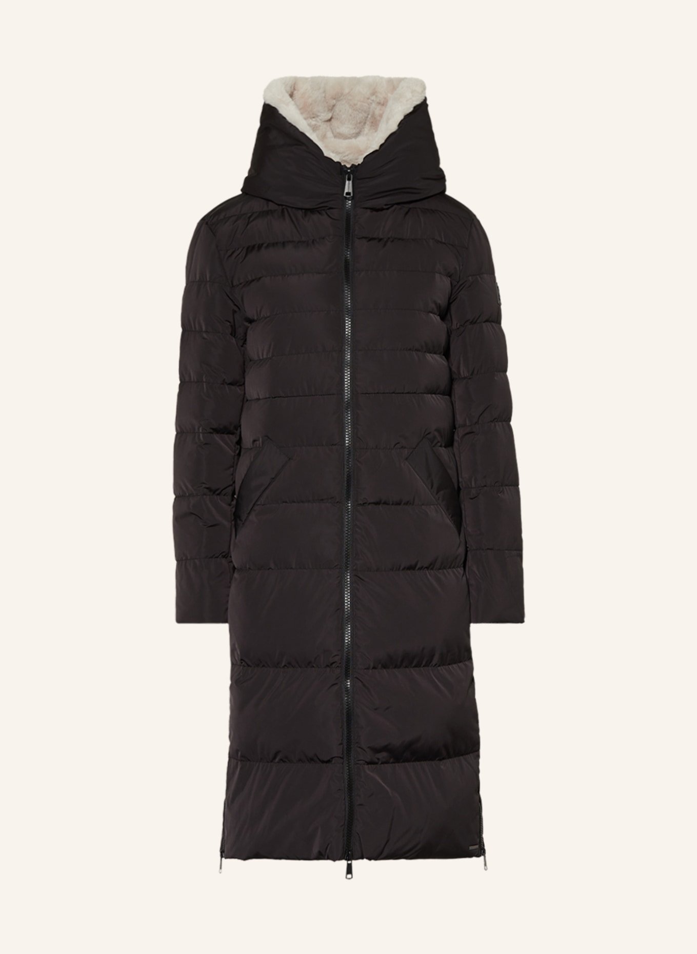RINO & PELLE Quilted coat KEILAFUR with faux fur, Color: BLACK (Image 1)