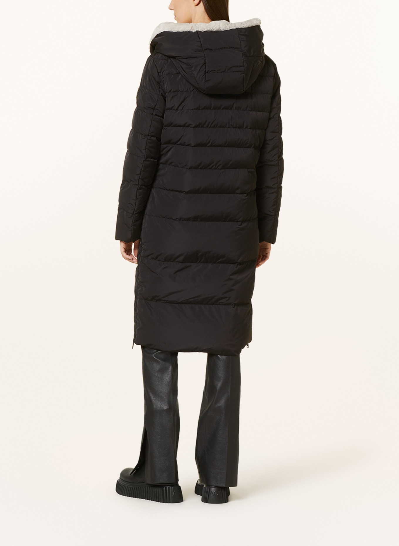 RINO & PELLE Quilted coat KEILAFUR with faux fur, Color: BLACK (Image 3)