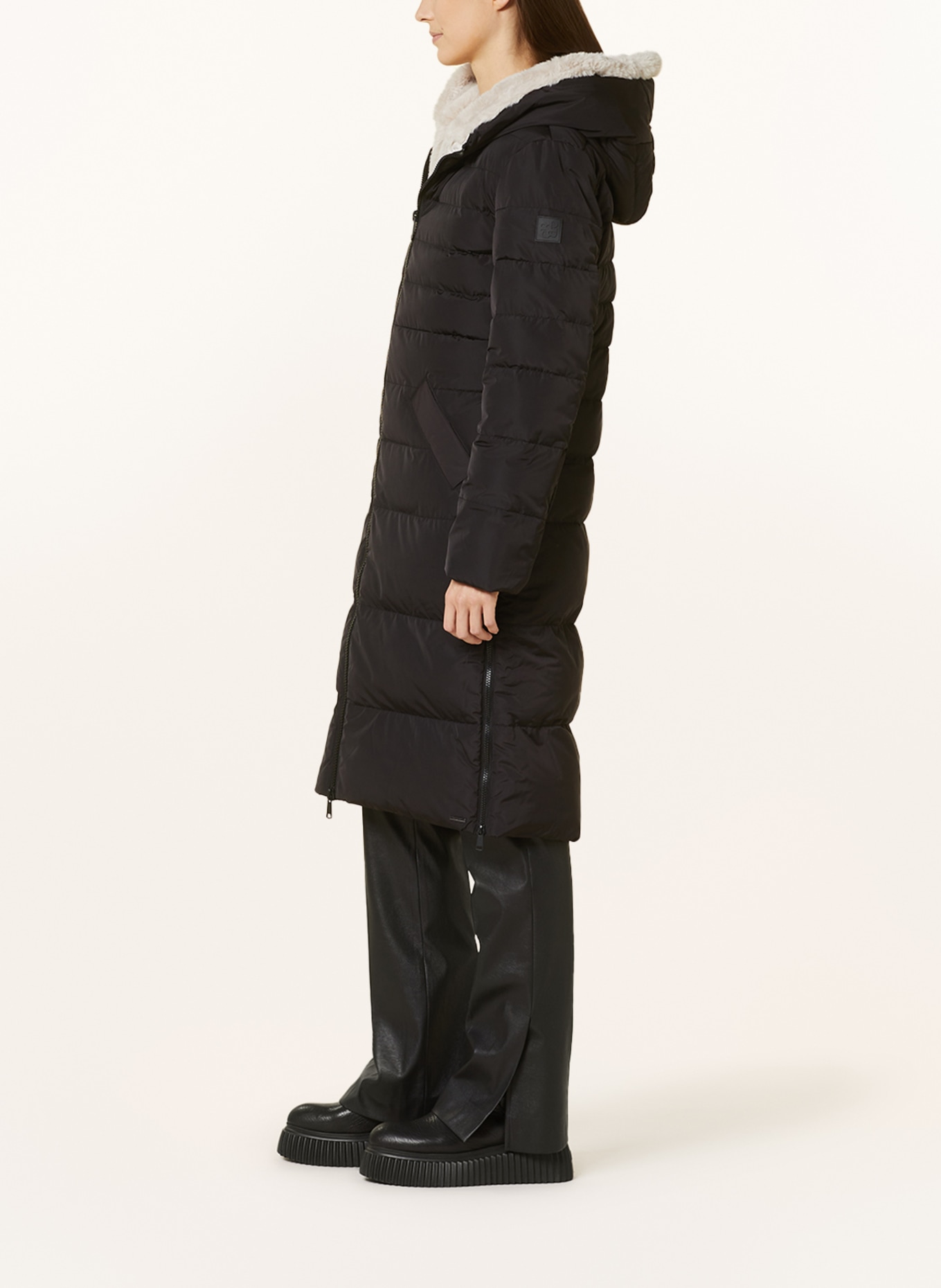 RINO & PELLE Quilted coat KEILAFUR with faux fur, Color: BLACK (Image 4)