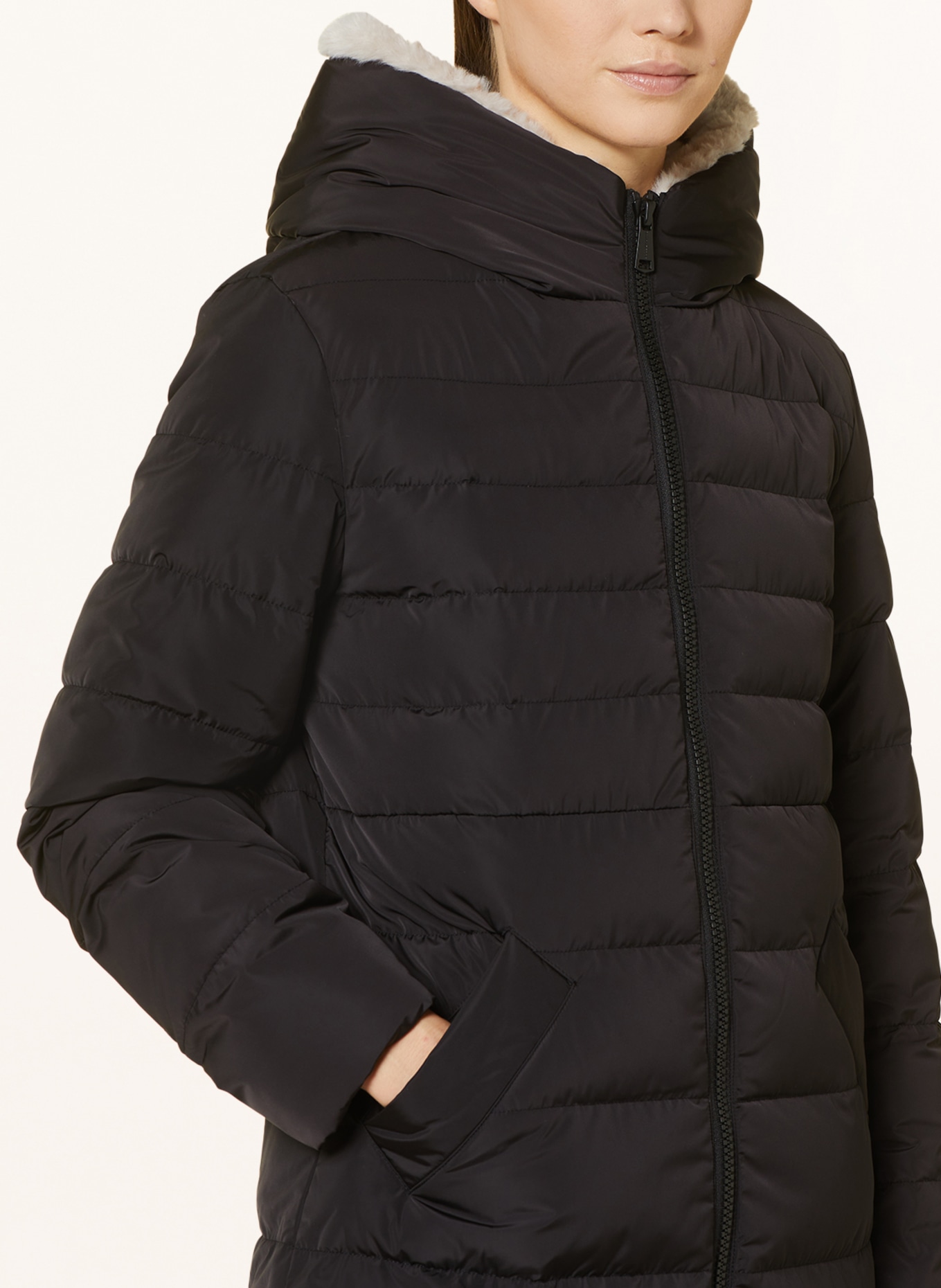 RINO & PELLE Quilted coat KEILAFUR with faux fur, Color: BLACK (Image 5)