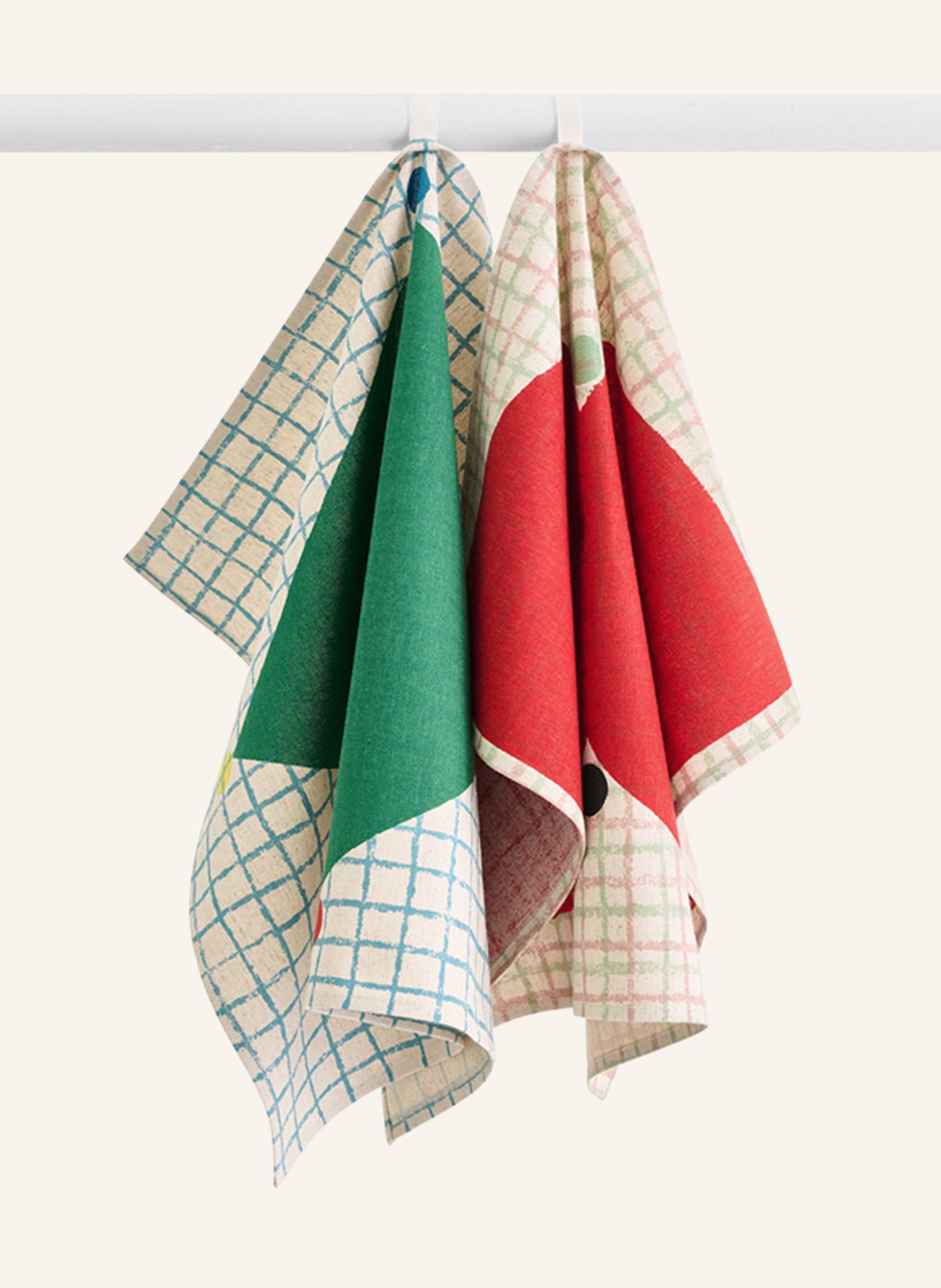 marimekko Dish towel KALENDI, Color: RED/ CREAM/ TEAL (Image 4)