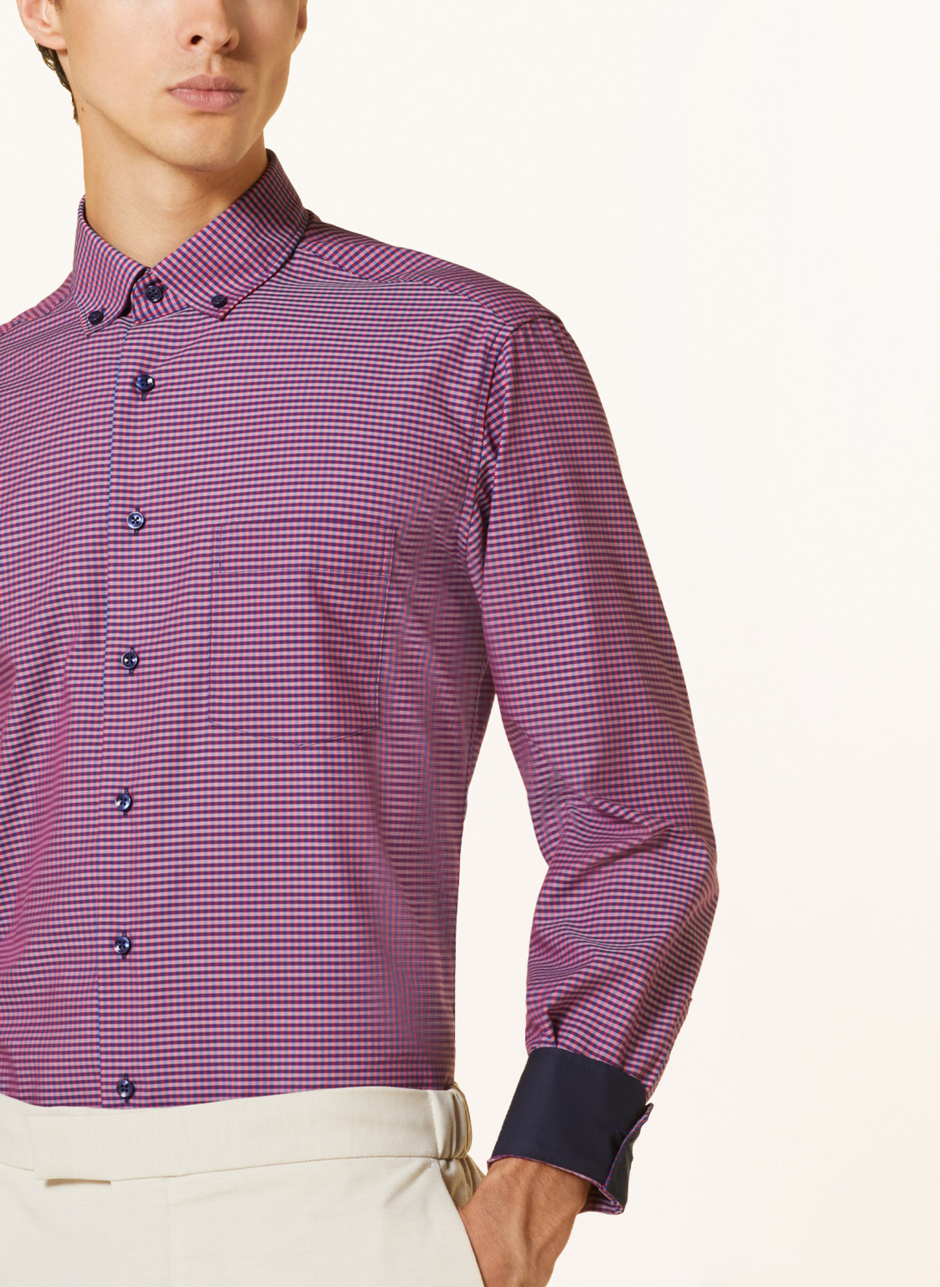 ETERNA Shirt modern fit, Color: PINK/ DARK BLUE (Image 4)