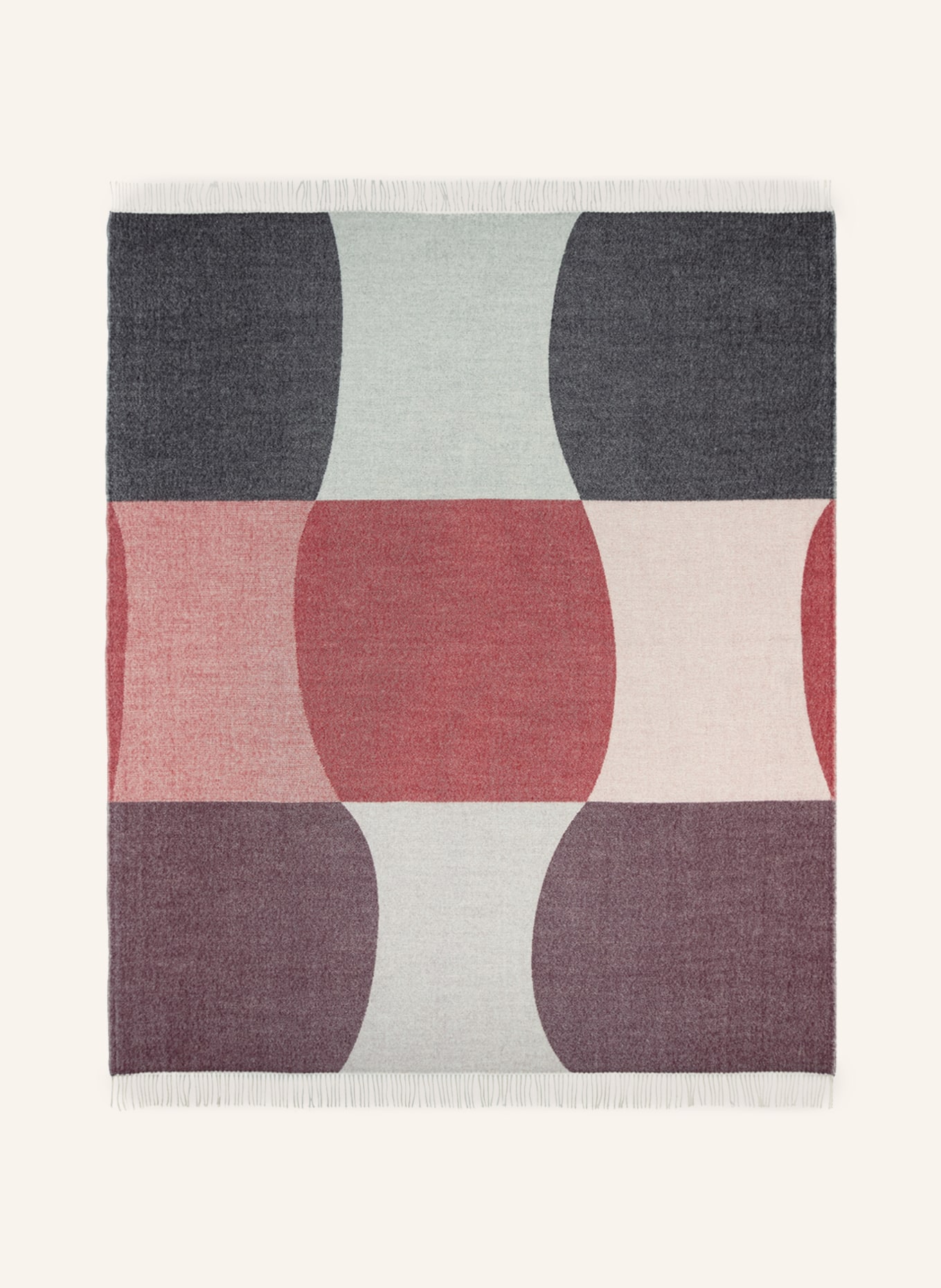 marimekko Throw SAMBARA in merino wool, Color: WHITE/ DARK RED/ DARK BROWN (Image 1)