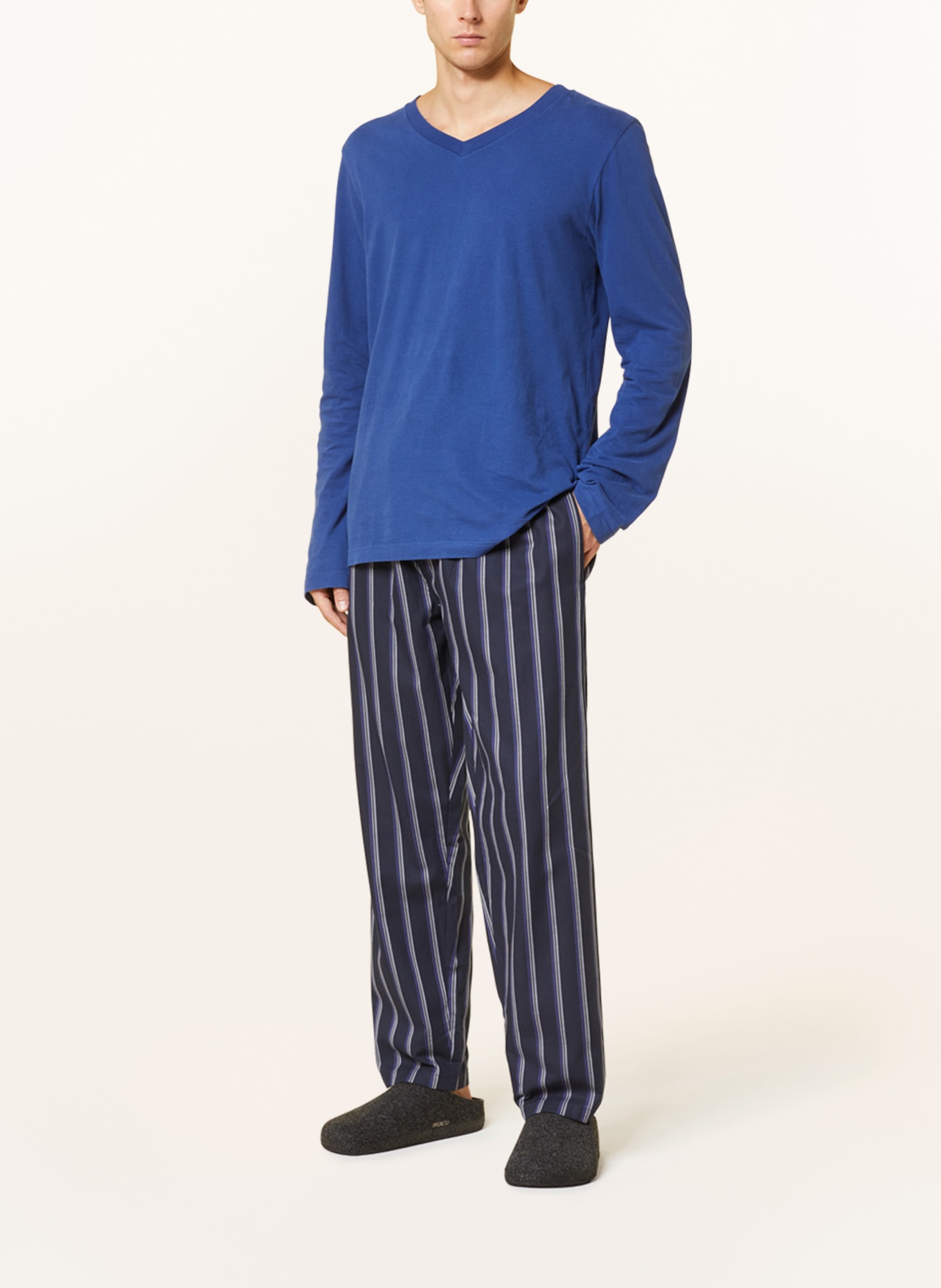SCHIESSER Pajama pants MIX+RELAX in dark blue/ blue/ white