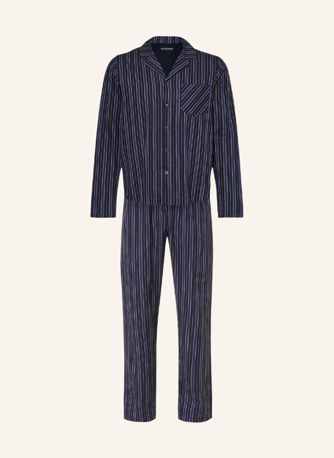 SCHIESSER Pajamas SELECTED PREMIUM! in dark blue/ blue/ blue gray